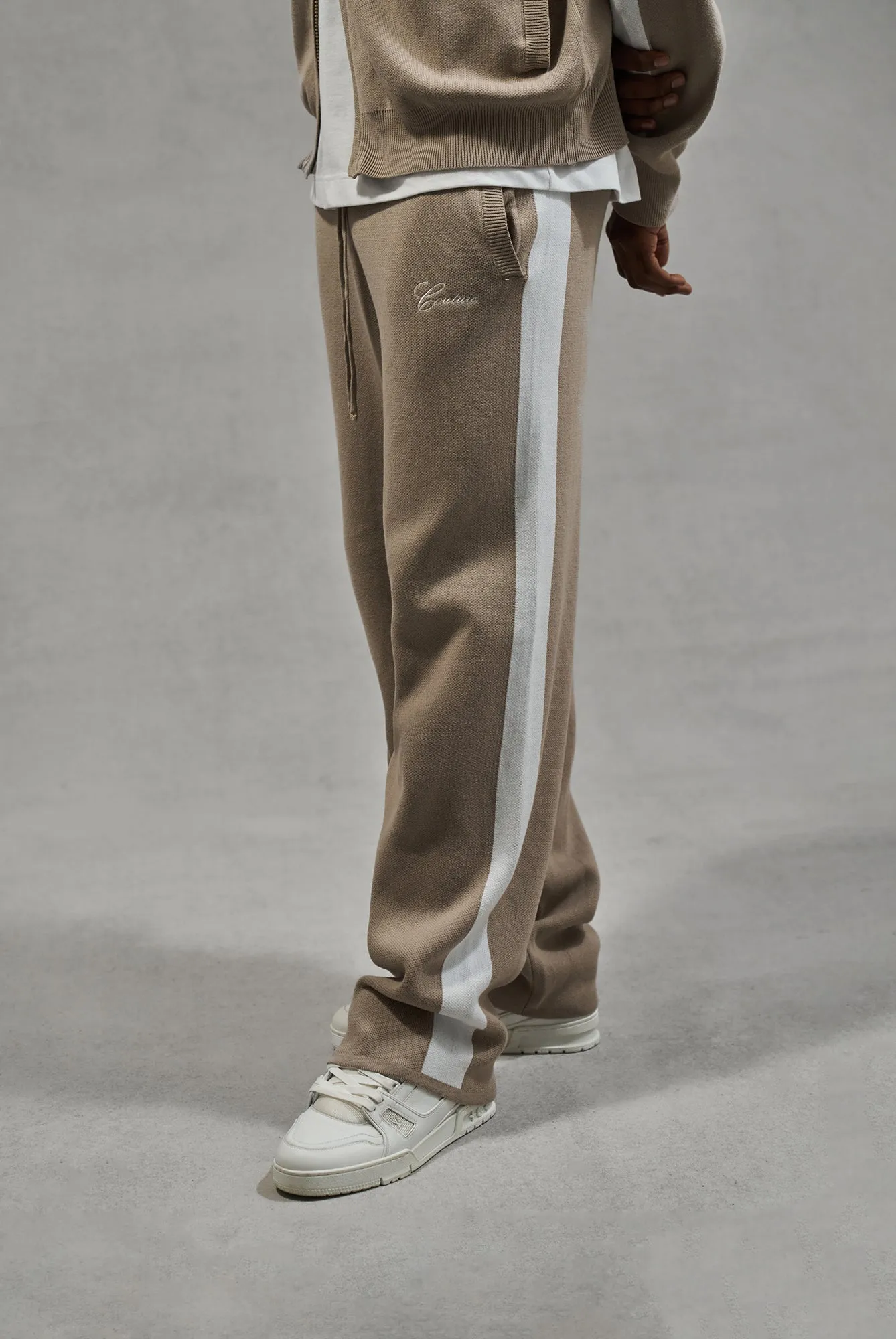 SIDE STRIPE KNITTED JOGGER - BEIGE sold by The Couture Club product image thumbnail 5