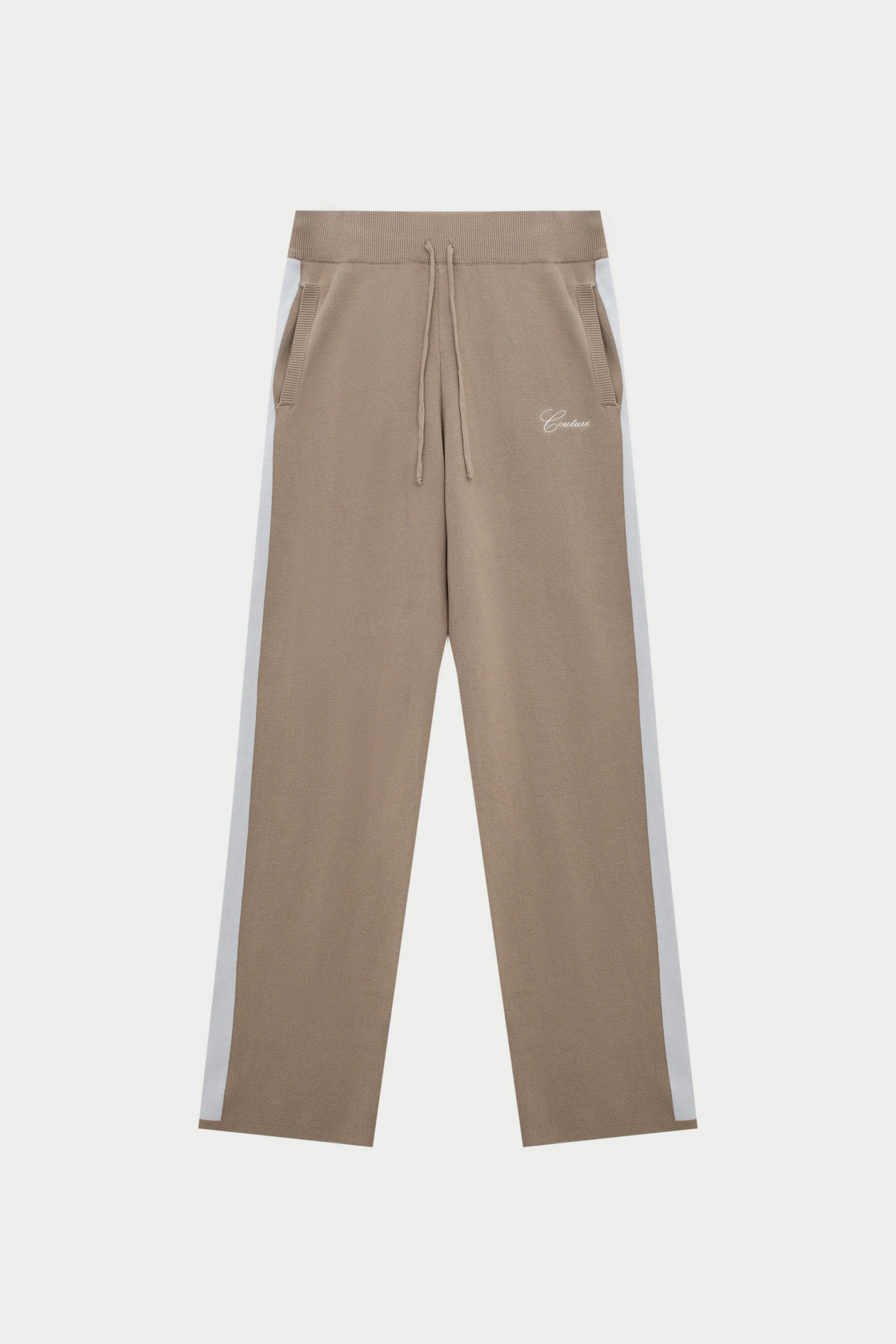 SIDE STRIPE KNITTED JOGGER - BEIGE sold by The Couture Club