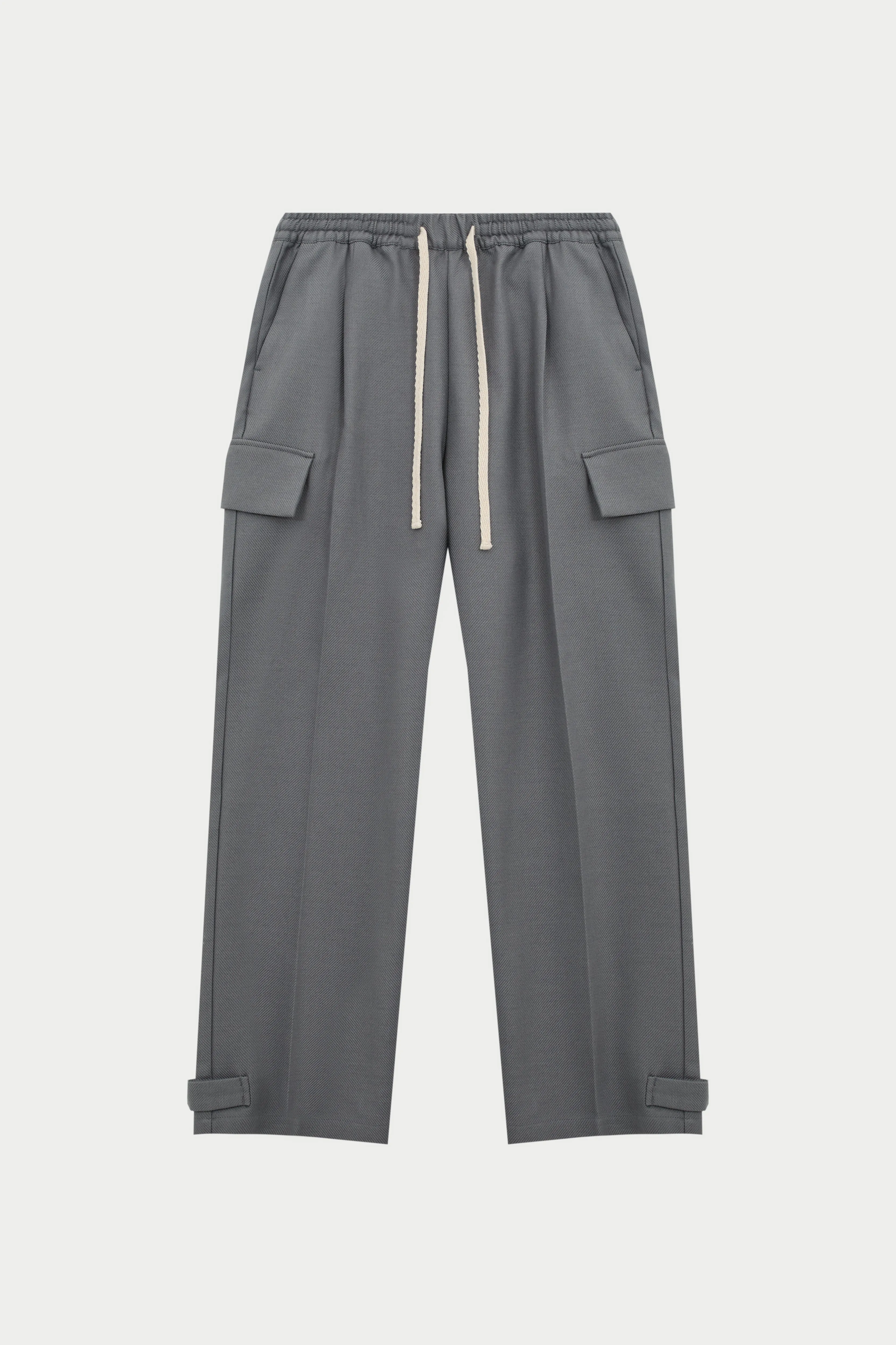 PLEATED WIDE LEG WOOL BLEND TROUSER - GREY sold by The Couture Club