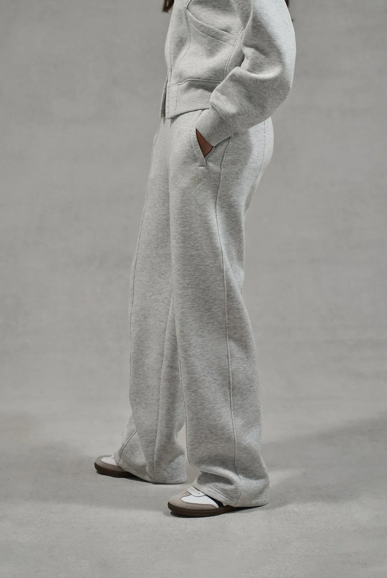 SEAM DETAIL CROSSOVER WAISTBAND JOGGERS - GREY MARL sold by The Couture Club product image thumbnail 4