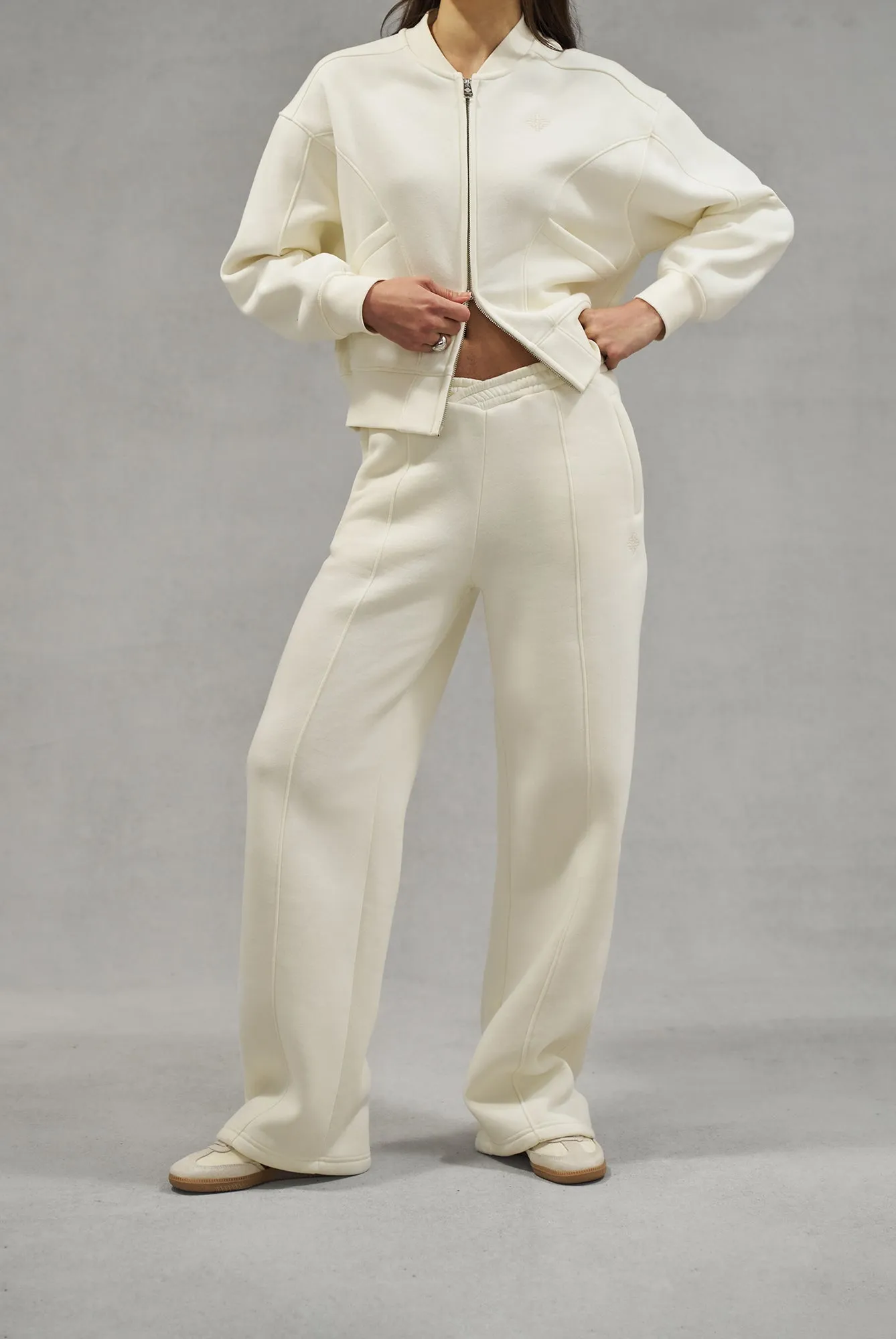 SEAM DETAIL CROSSOVER WAISTBAND JOGGERS - OFF WHITE sold by The Couture Club product image thumbnail 2