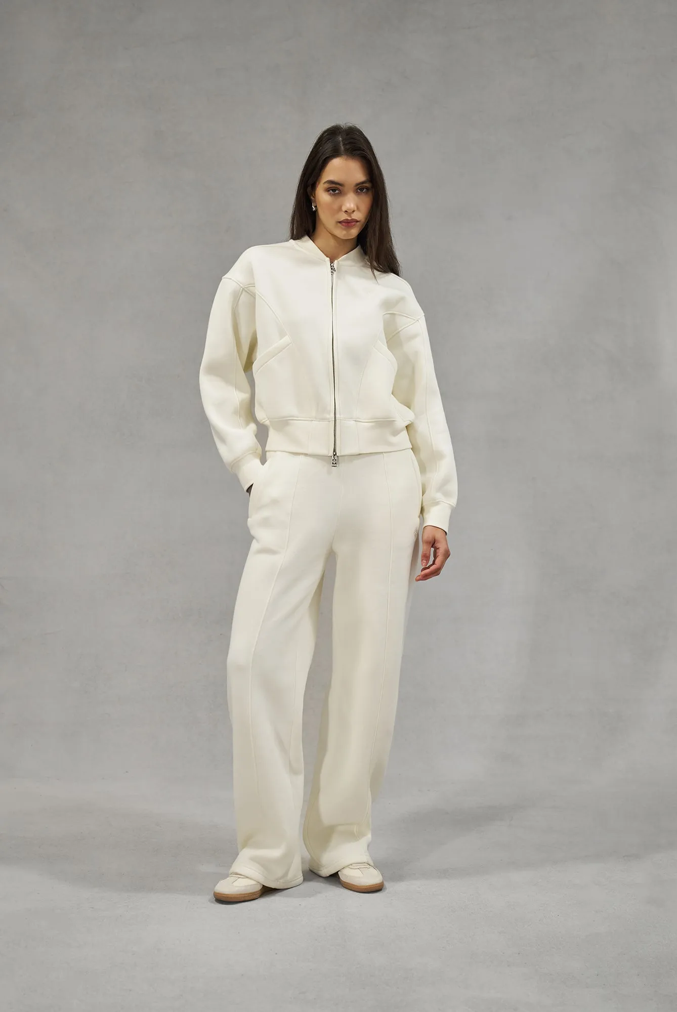 SEAM DETAIL CROSSOVER WAISTBAND JOGGERS - OFF WHITE sold by The Couture Club product image thumbnail 4