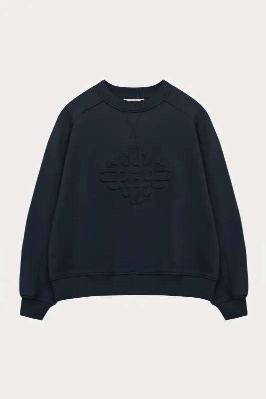 EMBOSSED SWEATSHIRT - NAVY sold by The Couture Club