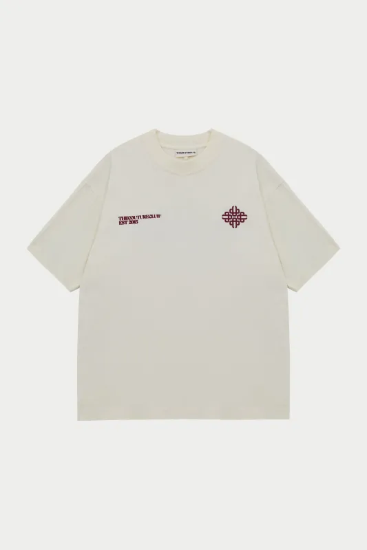 BLURRED GRAPHIC EMBLEM T-SHIRT - BURGUNDY sold by The Couture Club