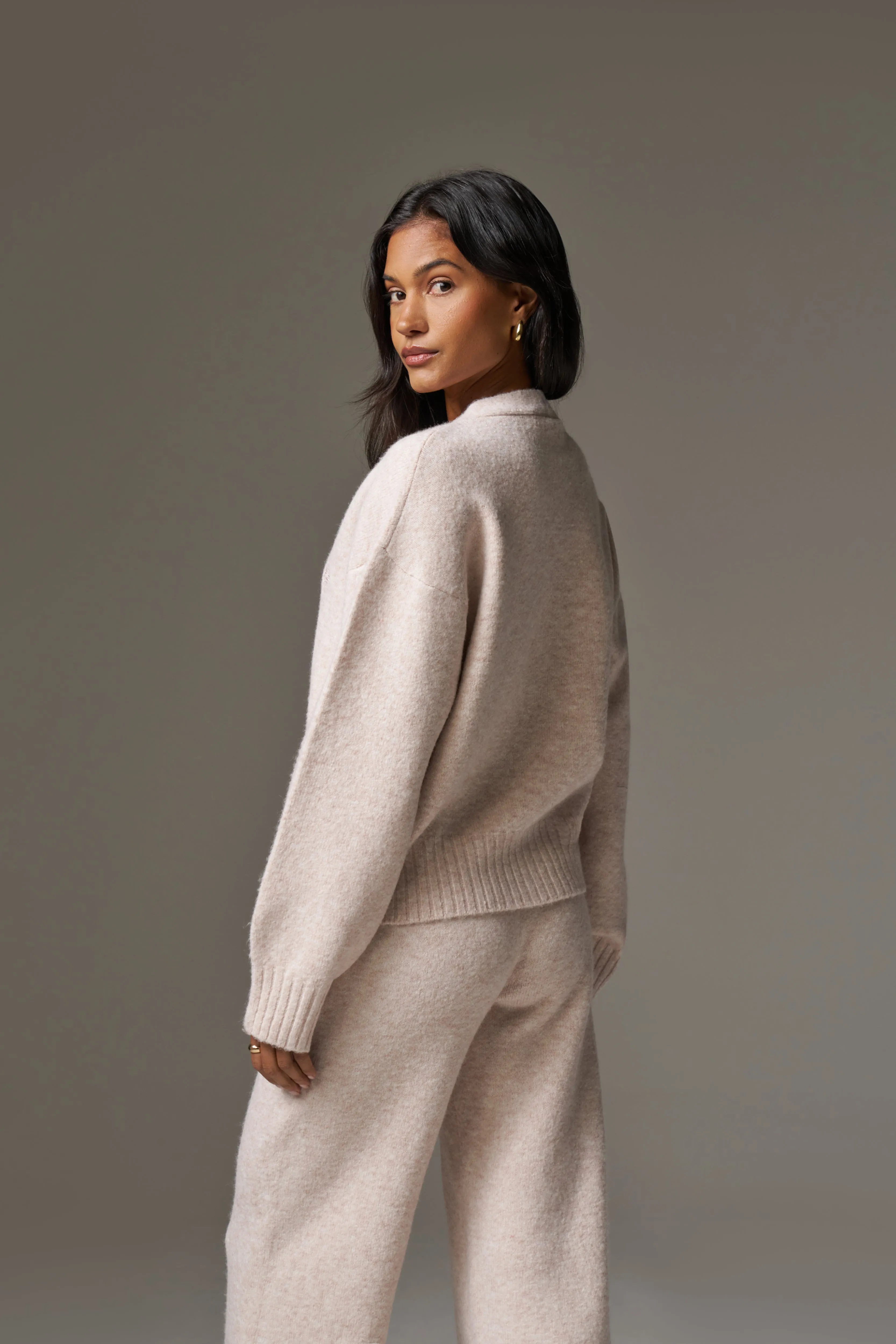 FLUFFY KNITTED EMBLEM EMBROIDERED CARDIGAN - PINK sold by The Couture Club product image thumbnail 5