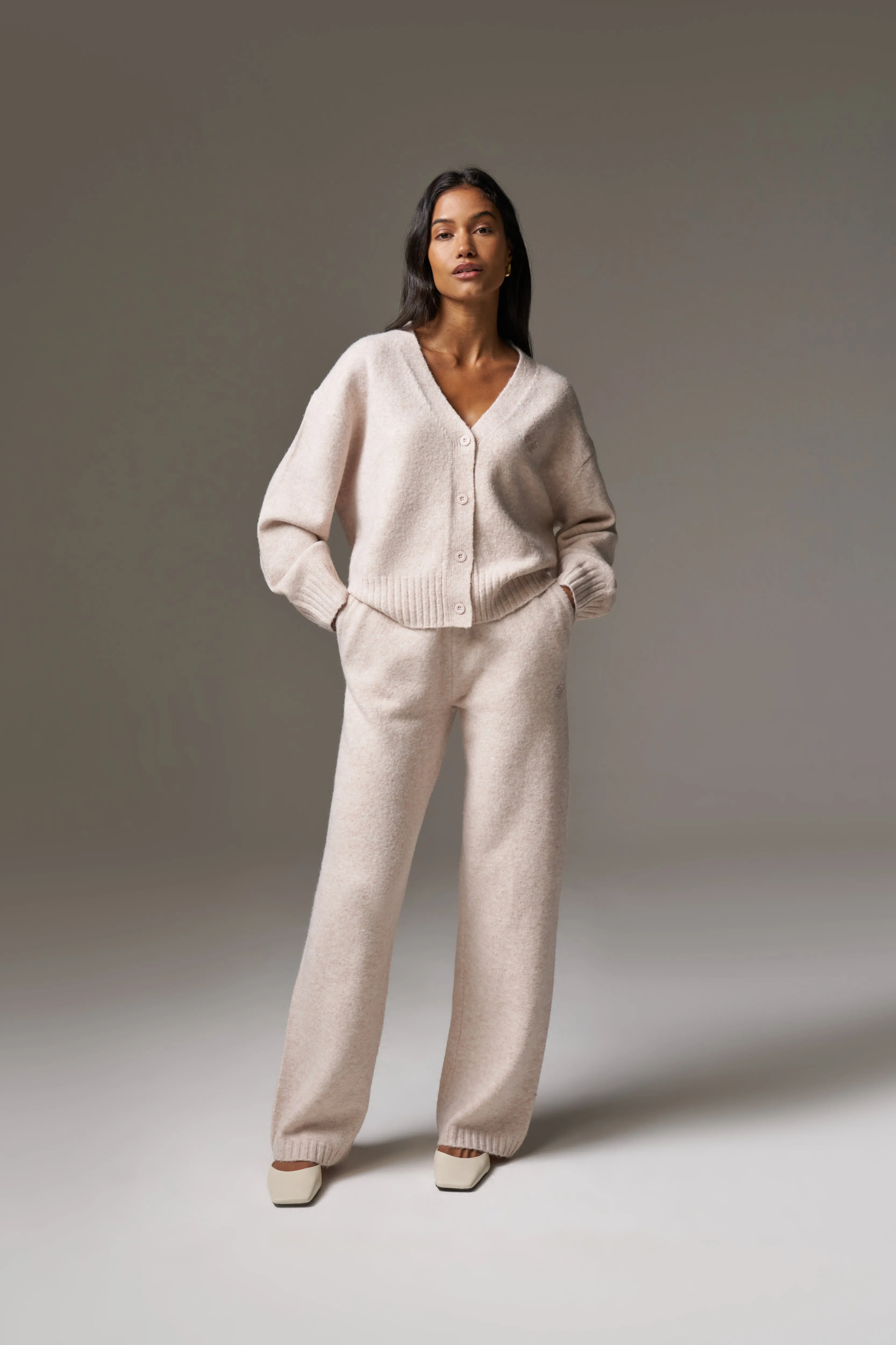 FLUFFY KNITTED EMBLEM EMBROIDERED CARDIGAN - PINK sold by The Couture Club product image thumbnail 3