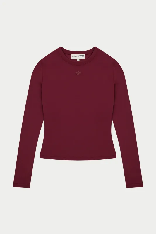 SCULPTING STRETCH LONG SLEEVE TOP - BURGUNDY sold by The Couture Club