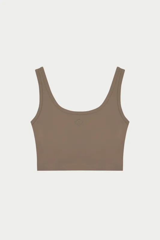 SCULPTING STRETCH EMBLEM SPORTS BRA - COCOA sold by The Couture Club