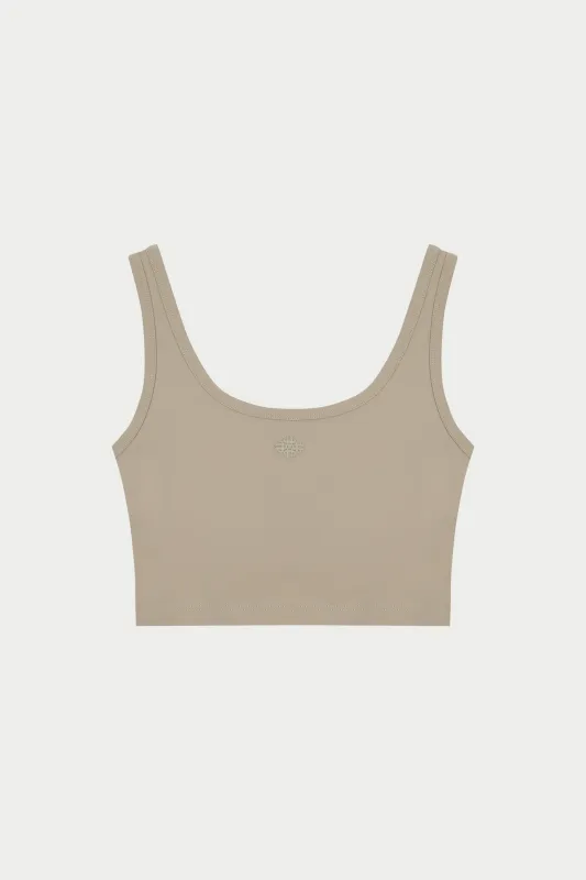 SCULPTING STRETCH EMBLEM SPORTS BRA - BEIGE sold by The Couture Club