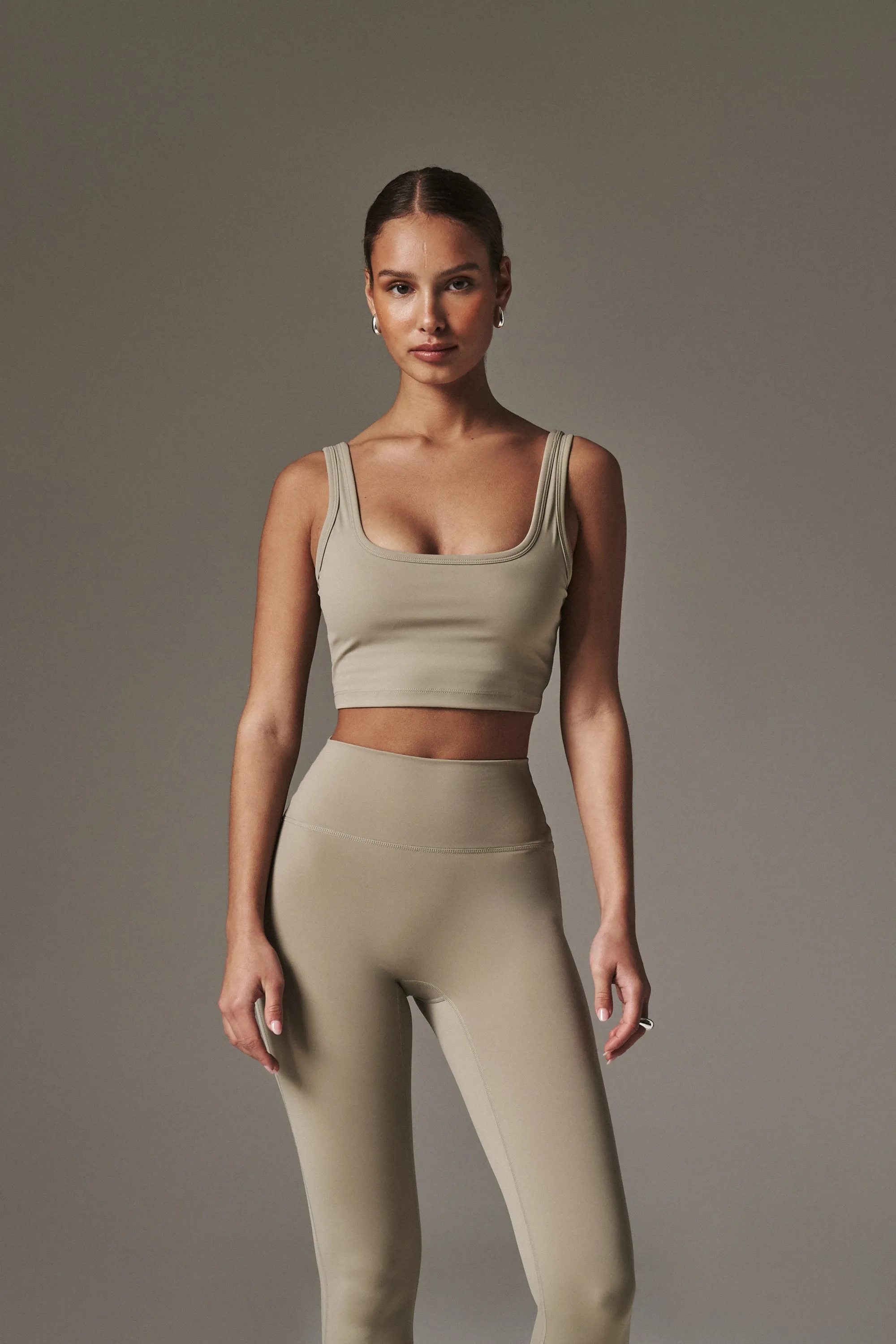 SCULPTING STRETCH EMBLEM SPORTS BRA - BEIGE sold by The Couture Club product image thumbnail 2