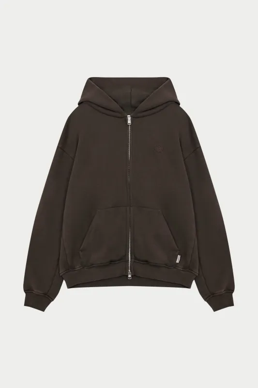 LAUNDERED CLASSICS ZIP THROUGH HOODIE - WASHED BROWN sold by The Couture Club