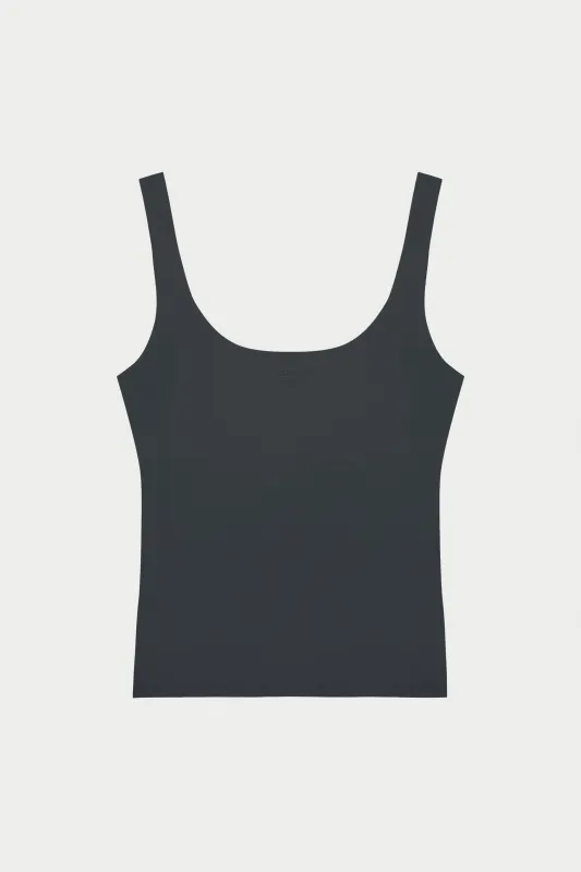 SCULPTING STRETCH SCOOP NECK SPORTS TOP - MIDNIGHT GREY made by The Couture Club