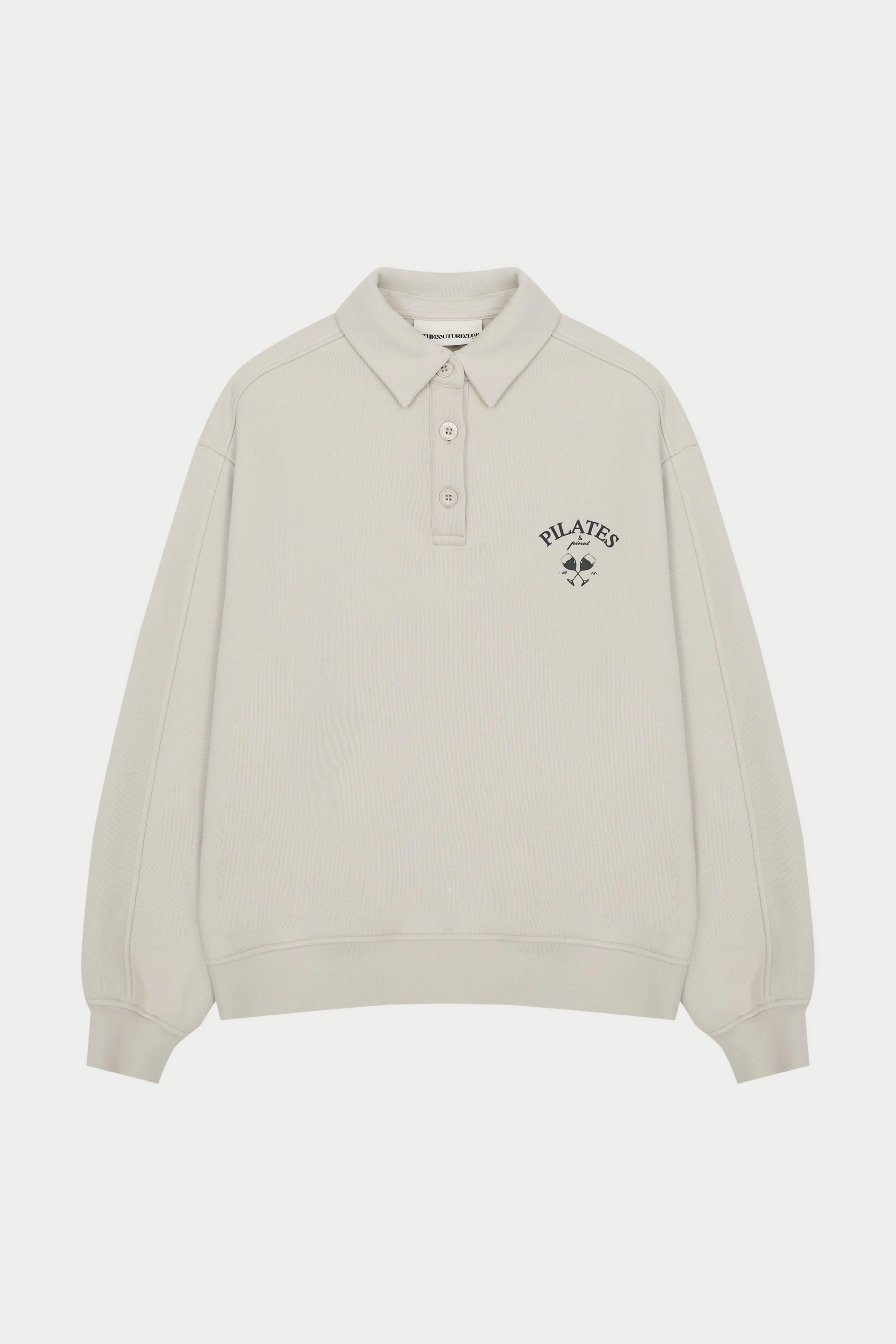 PILATES & PINOT BUTTON UP SWEATSHIRT - BONE sold by The Couture Club