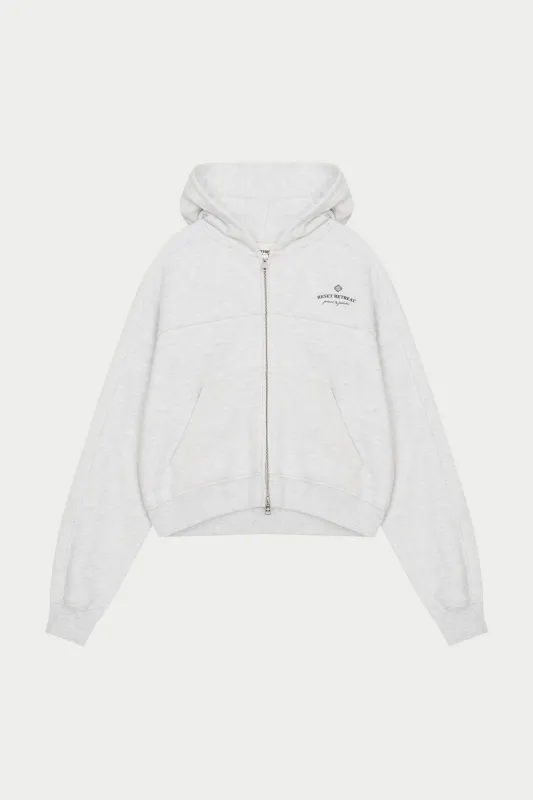 PILATES & PINOT ZIP THROUGH CROPPED HOODIE - GREY MARL sold by The Couture Club