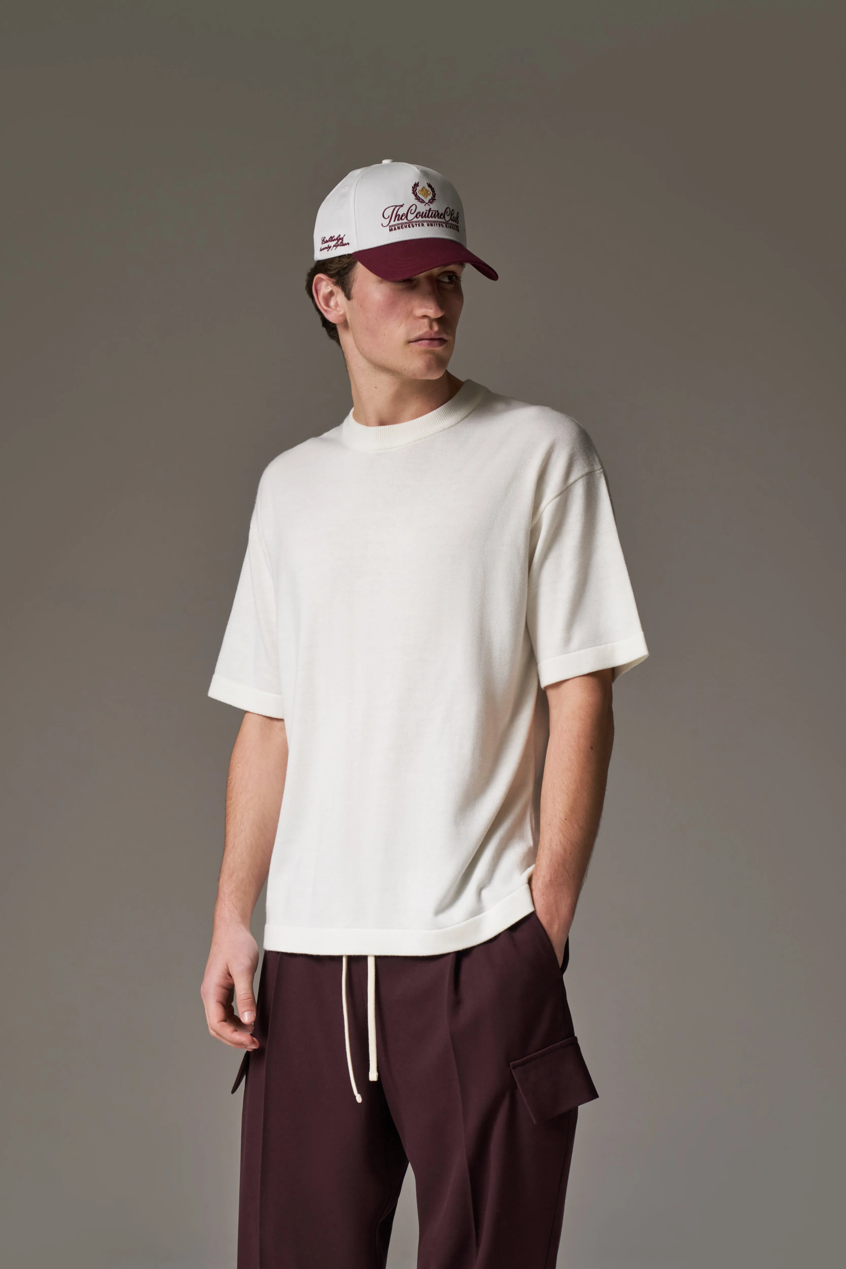 FINE GAUGE KNIT T-SHIRT - OFF WHITE sold by The Couture Club product image thumbnail 2