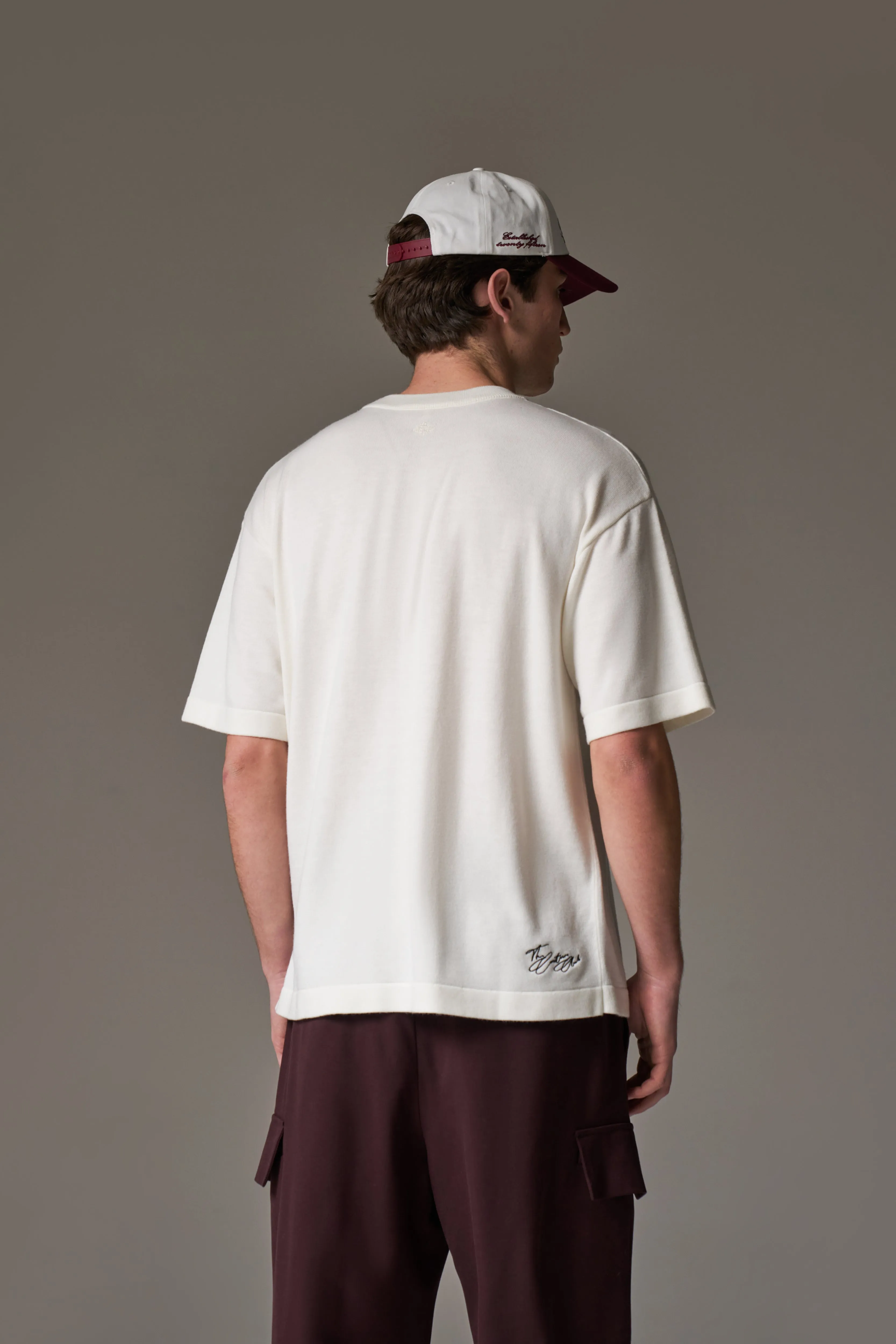 FINE GAUGE KNIT T-SHIRT - OFF WHITE sold by The Couture Club product image thumbnail 5