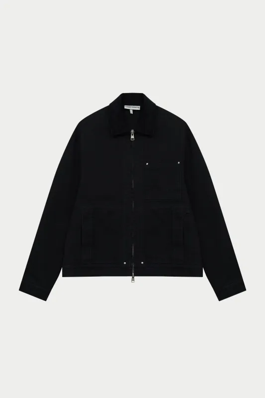 TWILL CONTRAST COLLAR JACKET - WASHED BLACK sold by The Couture Club