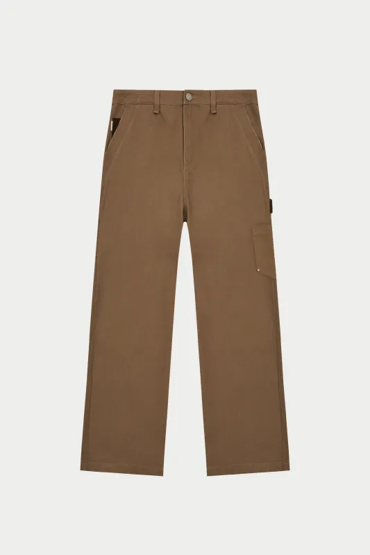 TWILL DOUBLE PATCH TROUSER - WASHED BROWN sold by The Couture Club
