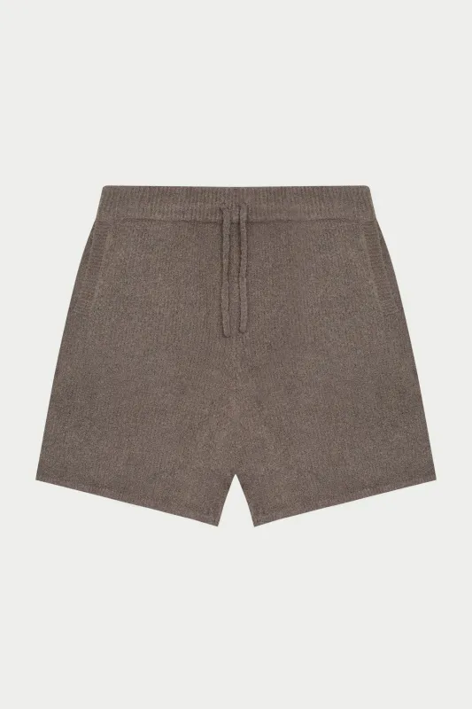 BOUCLE KNIT SHORTS - BROWN made by The Couture Club