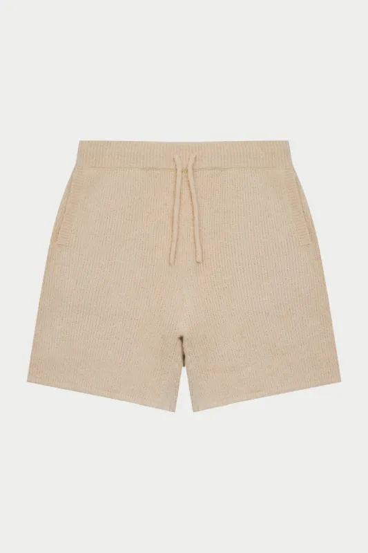 BOUCLE KNIT SHORTS - STONE made by The Couture Club
