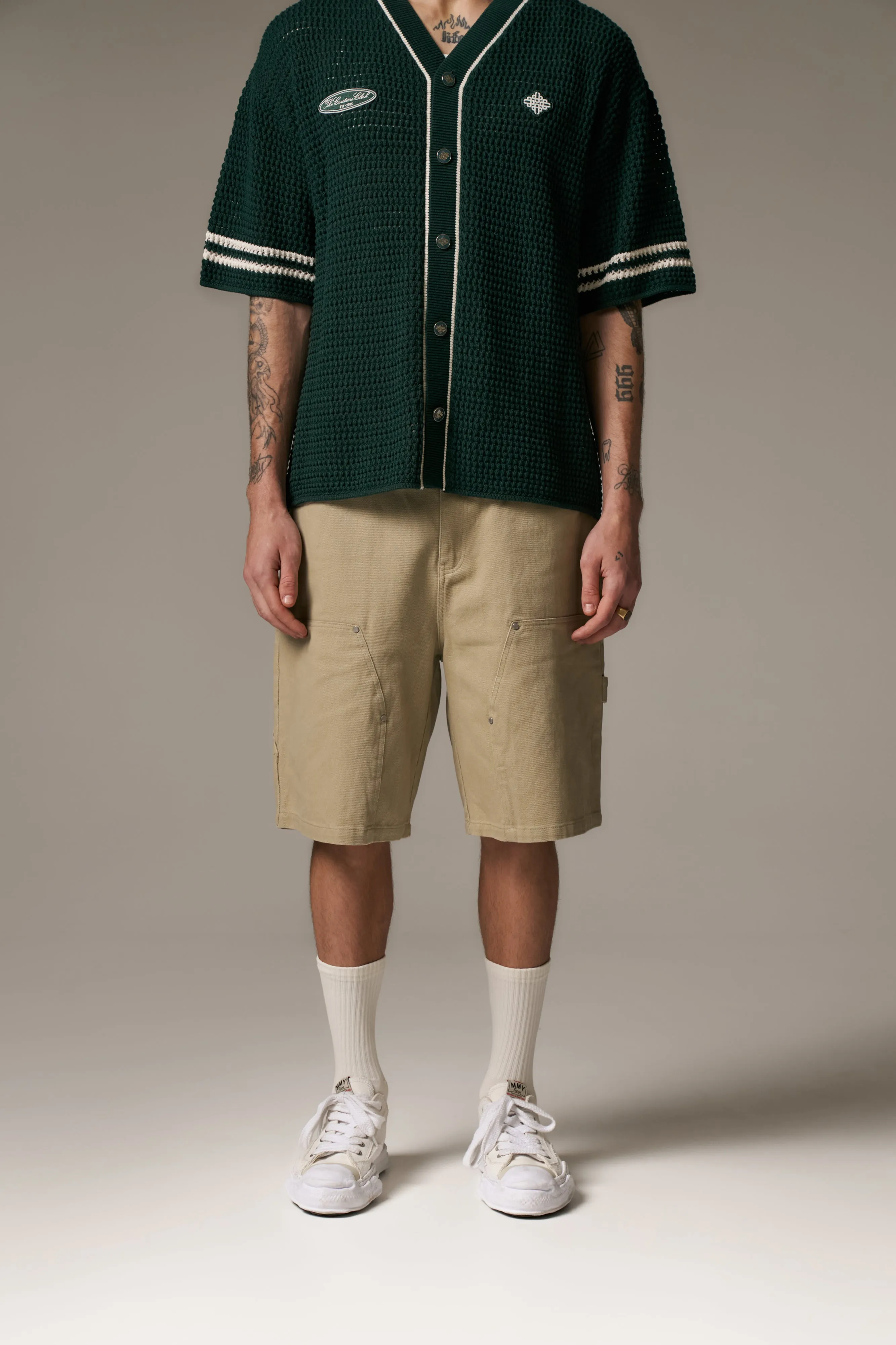 TWILL CARPENTER SHORTS - BEIGE sold by The Couture Club product image thumbnail 2