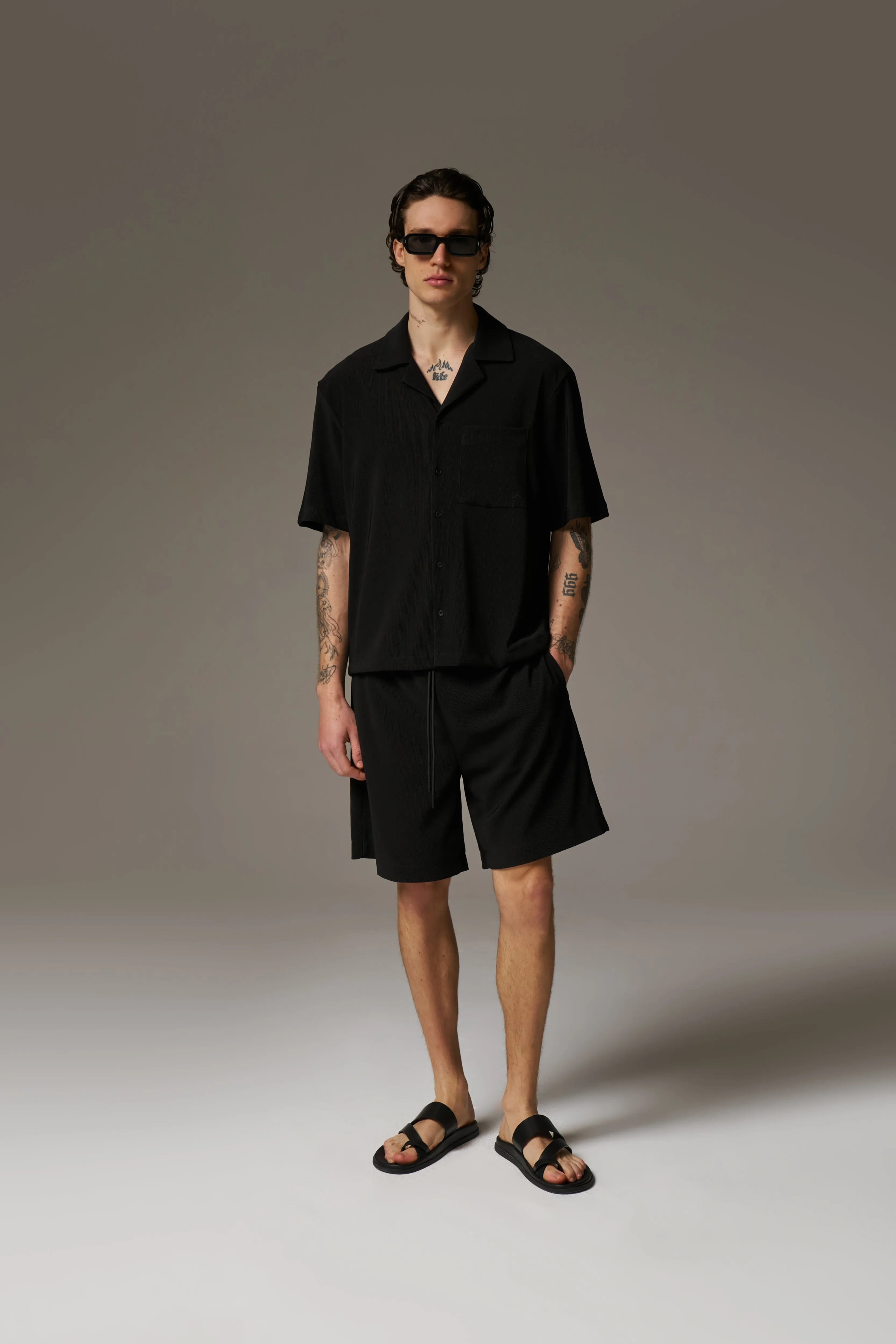 RIBBED SHORTS - BLACK sold by The Couture Club product image thumbnail 3