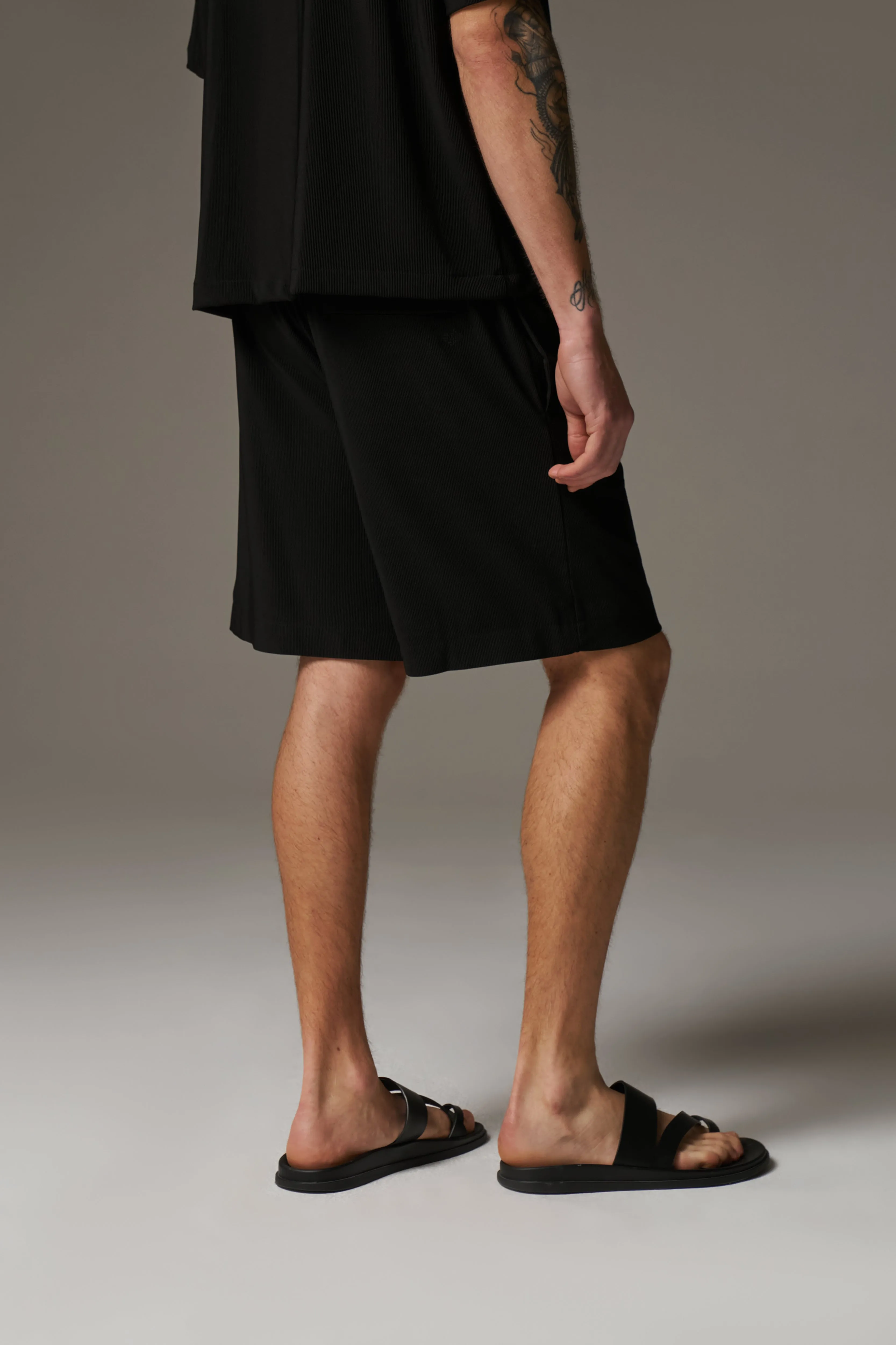 RIBBED SHORTS - BLACK sold by The Couture Club product image thumbnail 5