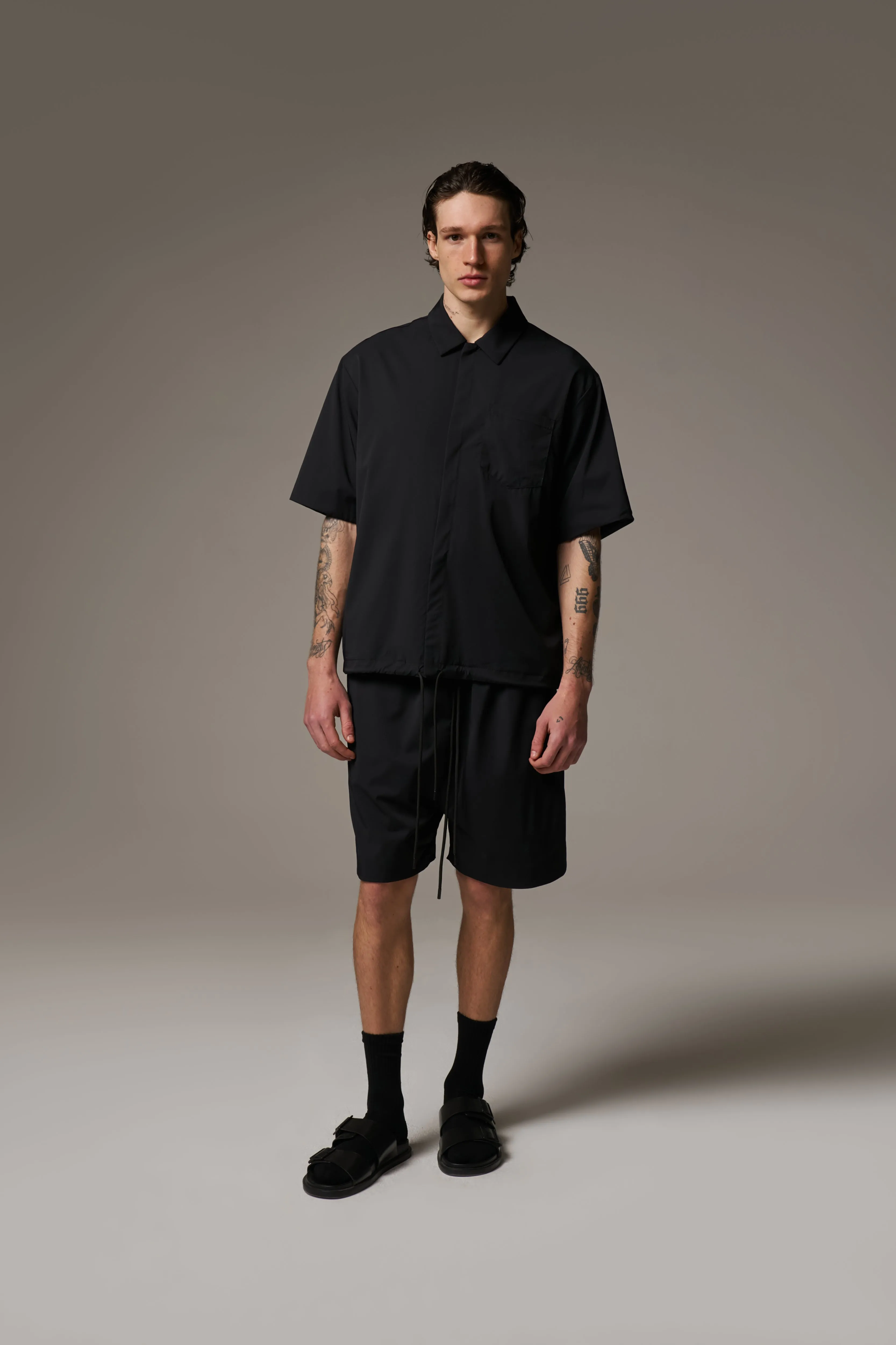 NYLON DRAWCORD SHIRT - BLACK sold by The Couture Club product image thumbnail 5