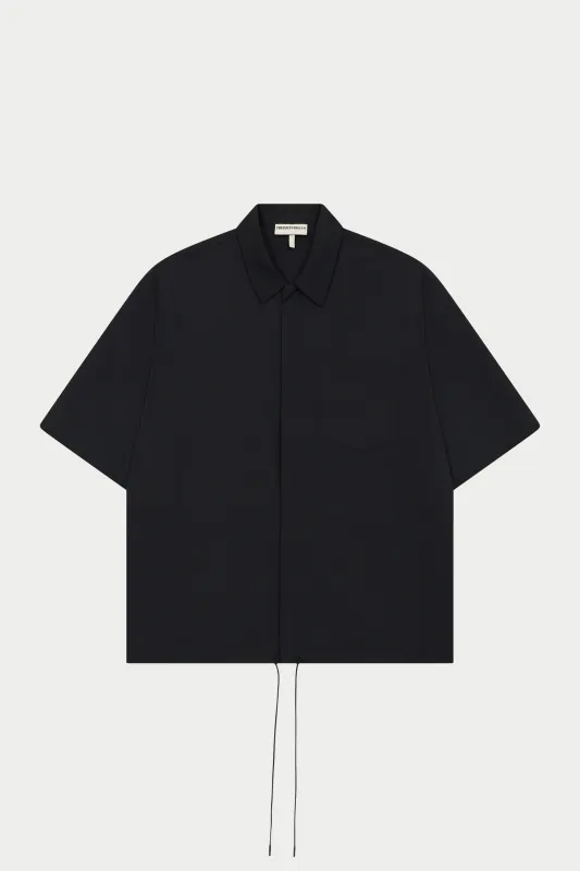 NYLON DRAWCORD SHIRT - BLACK sold by The Couture Club