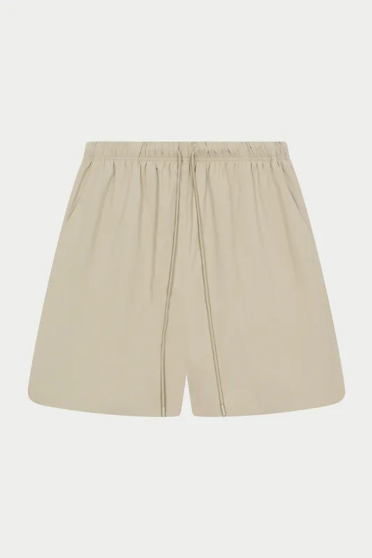 NYLON DRAWCORD SHORTS - STONE sold by The Couture Club