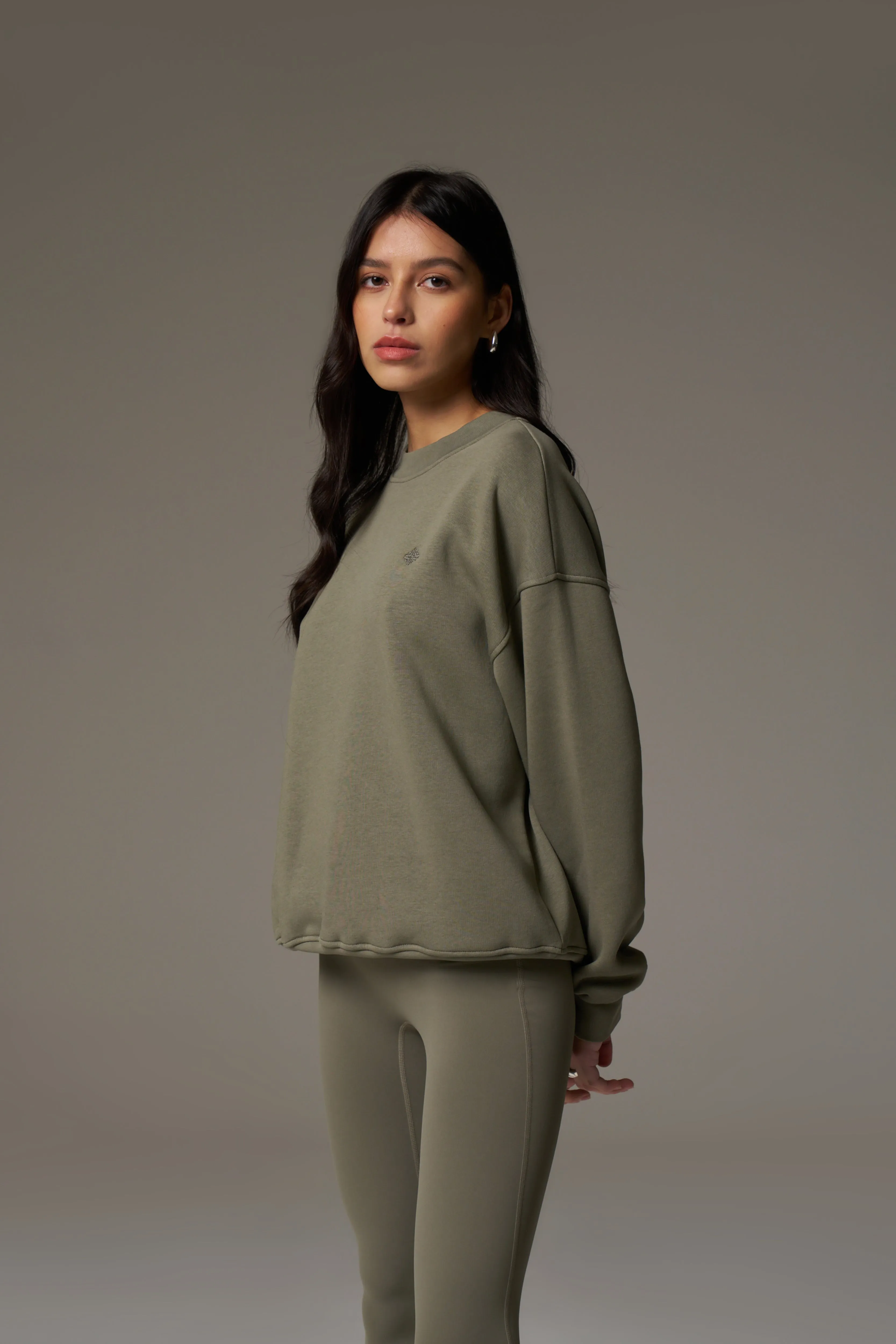 EMBLEM EMBROIDERED SWEATSHIRT - KHAKI sold by The Couture Club product image thumbnail 5