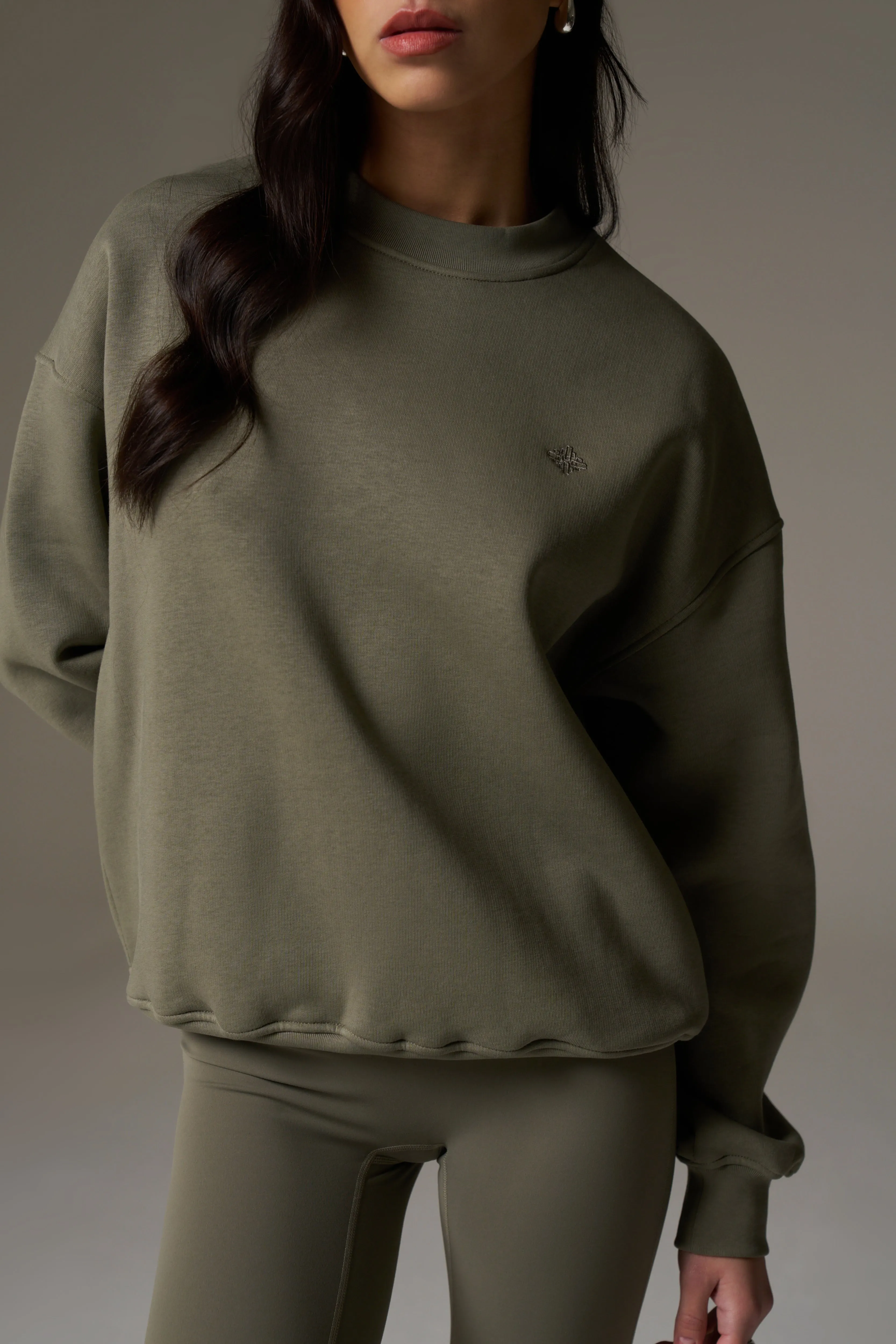 EMBLEM EMBROIDERED SWEATSHIRT - KHAKI sold by The Couture Club product image thumbnail 4