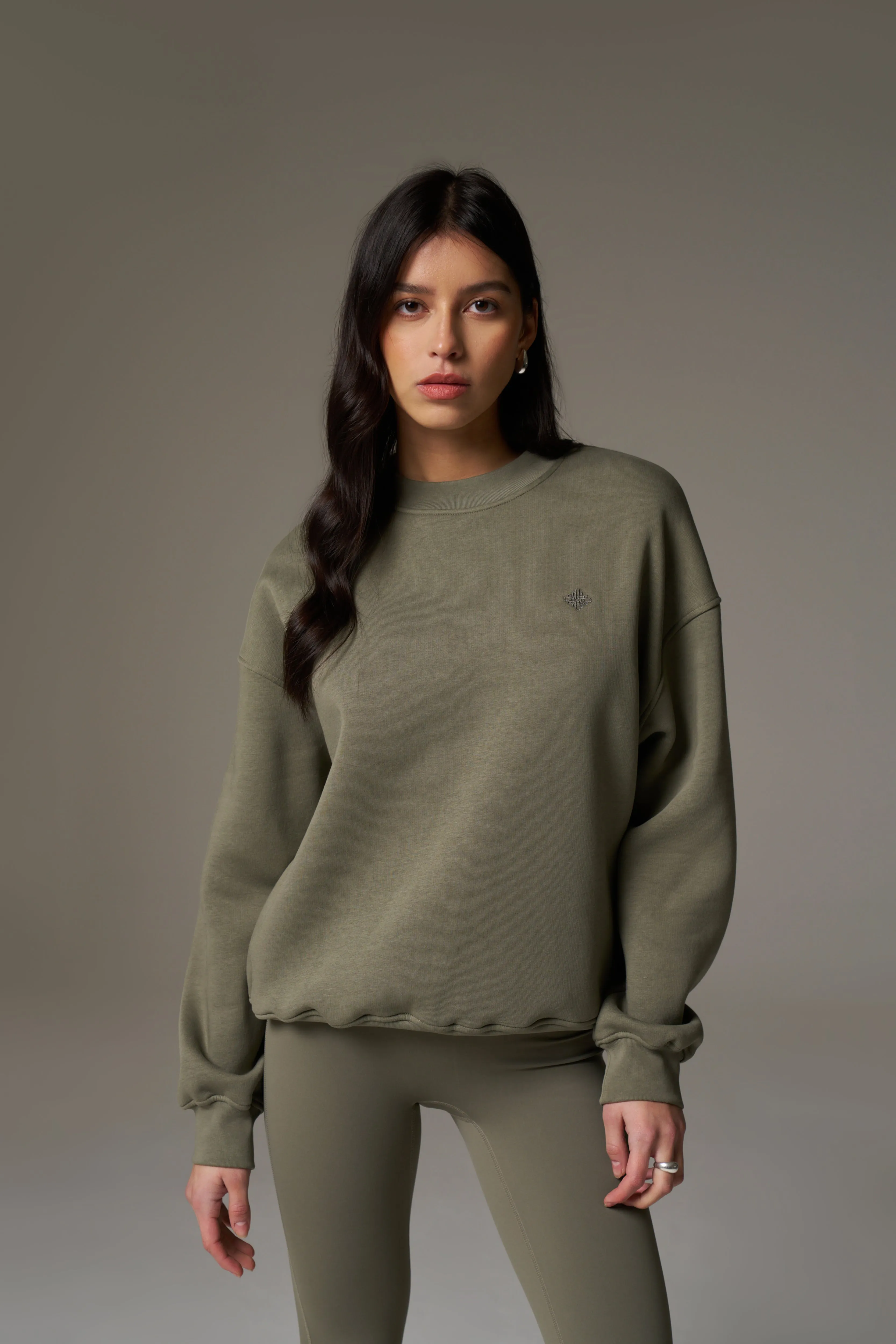 EMBLEM EMBROIDERED SWEATSHIRT - KHAKI sold by The Couture Club product image thumbnail 2