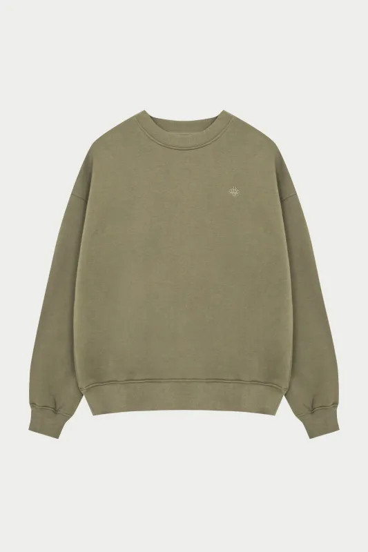 EMBLEM EMBROIDERED SWEATSHIRT - KHAKI sold by The Couture Club
