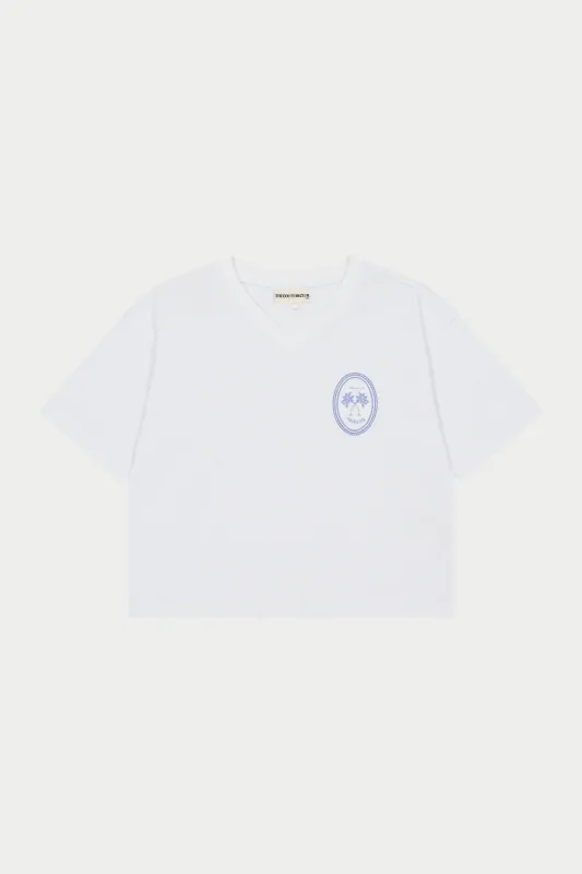 EMBROIDERED PALM GRAPHIC BOXY T-SHIRT - WHITE sold by The Couture Club