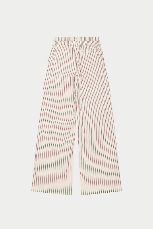 DOUBLE WAISTBAND STRIPE TROUSERS - BURGUNDY sold by The Couture Club