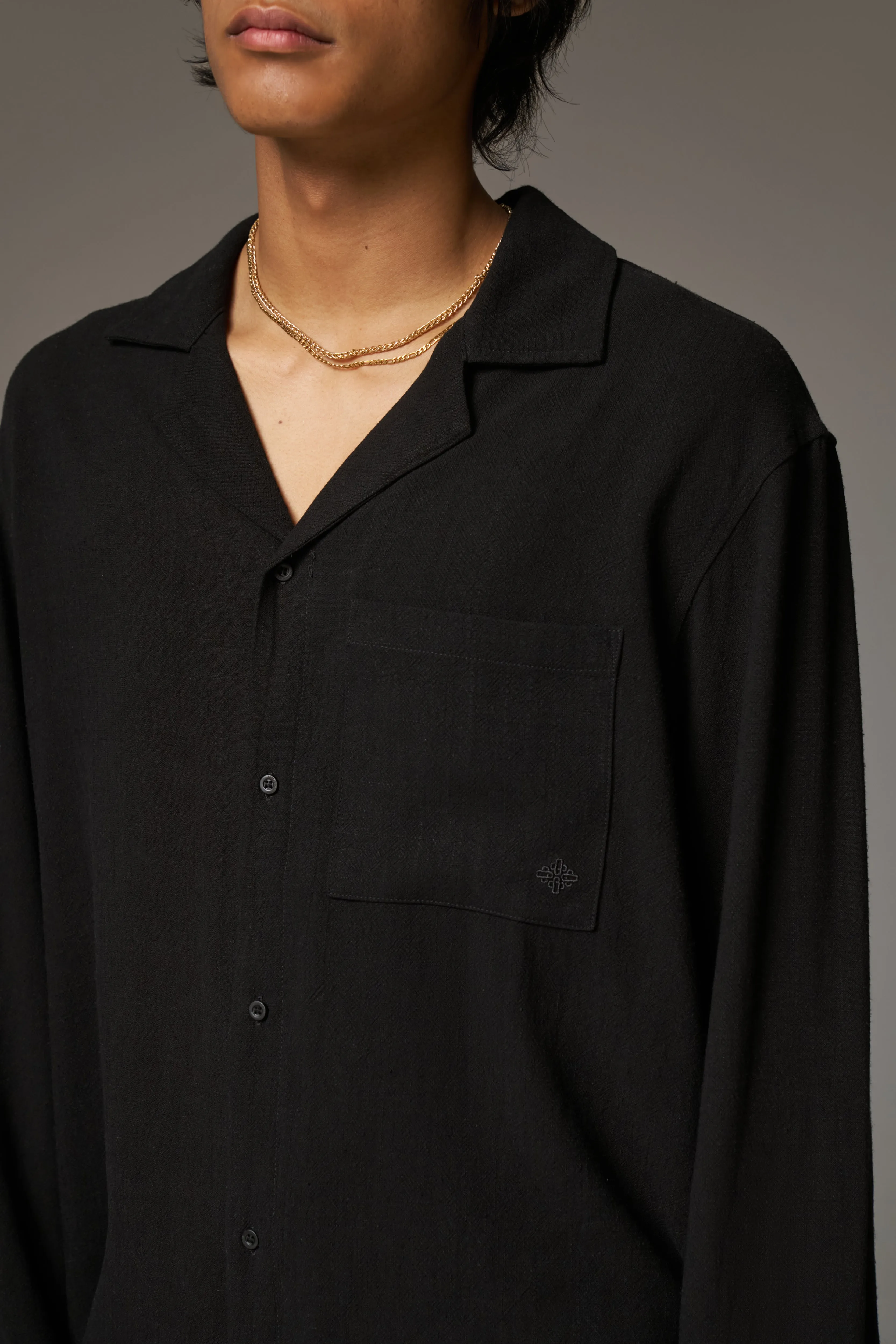 TEXTURED WOVEN SHIRT - BLACK sold by The Couture Club product image thumbnail 4