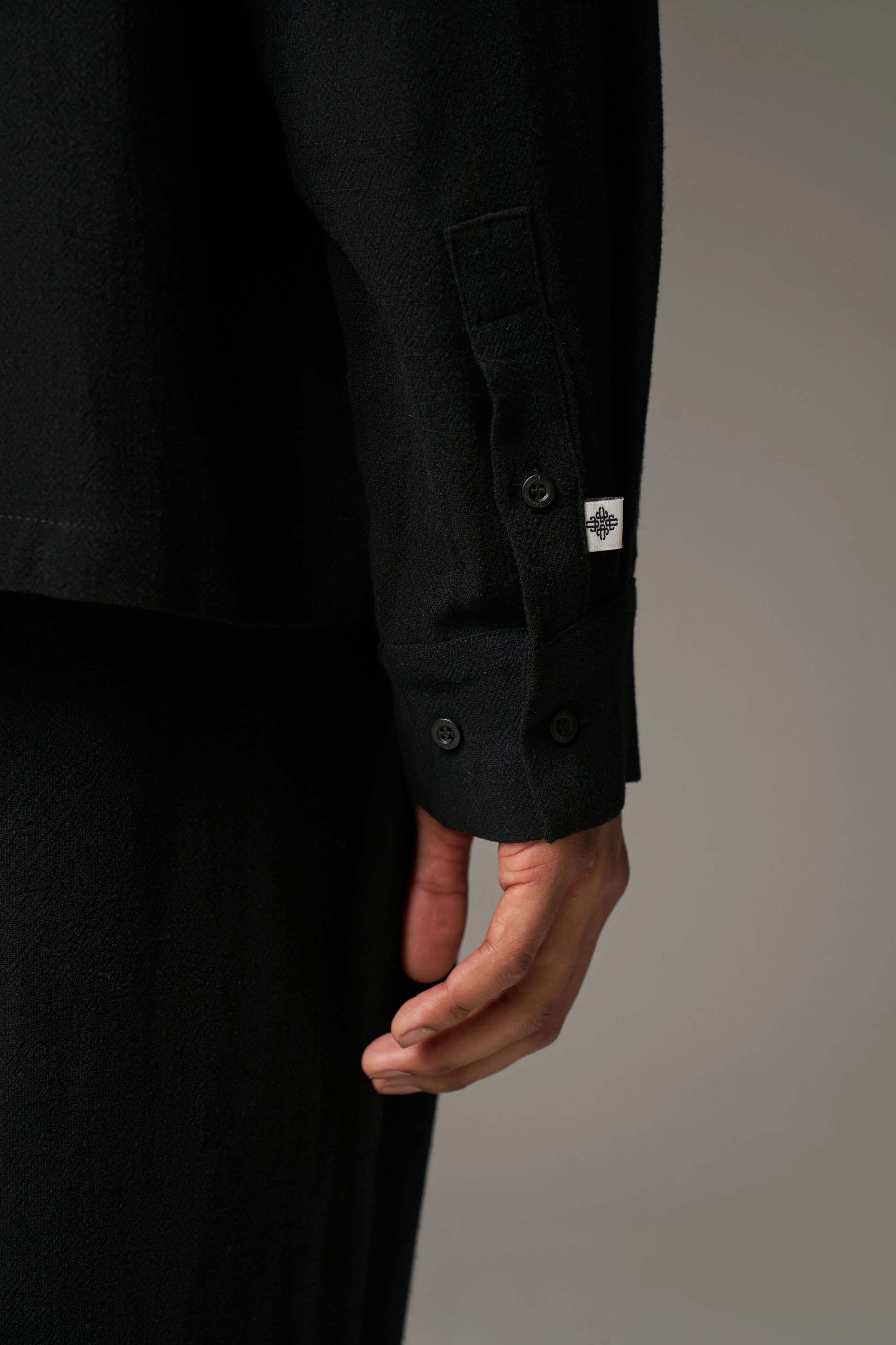 TEXTURED WOVEN SHIRT - BLACK sold by The Couture Club product image thumbnail 5