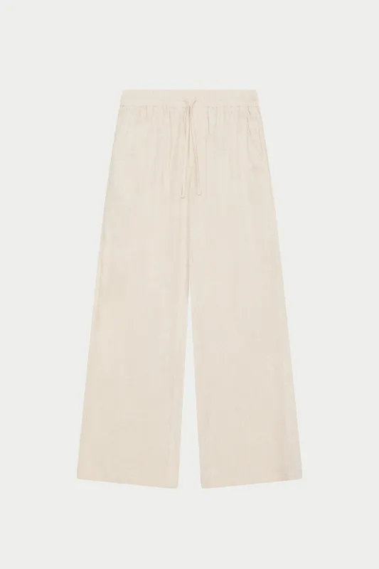 TEXTURED WOVEN TROUSERS - BEIGE made by The Couture Club