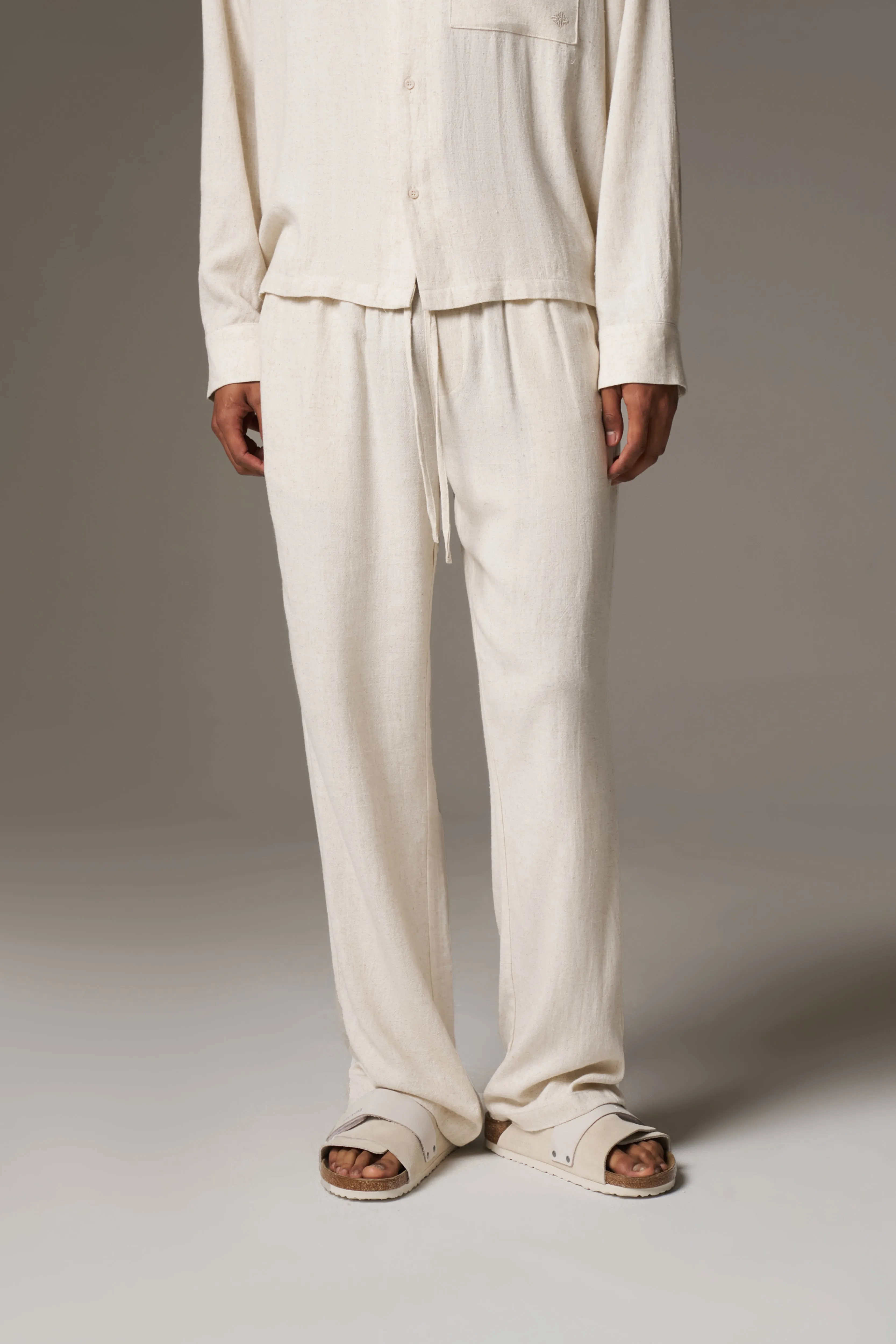 TEXTURED WOVEN TROUSERS - BEIGE sold by The Couture Club product image thumbnail 4