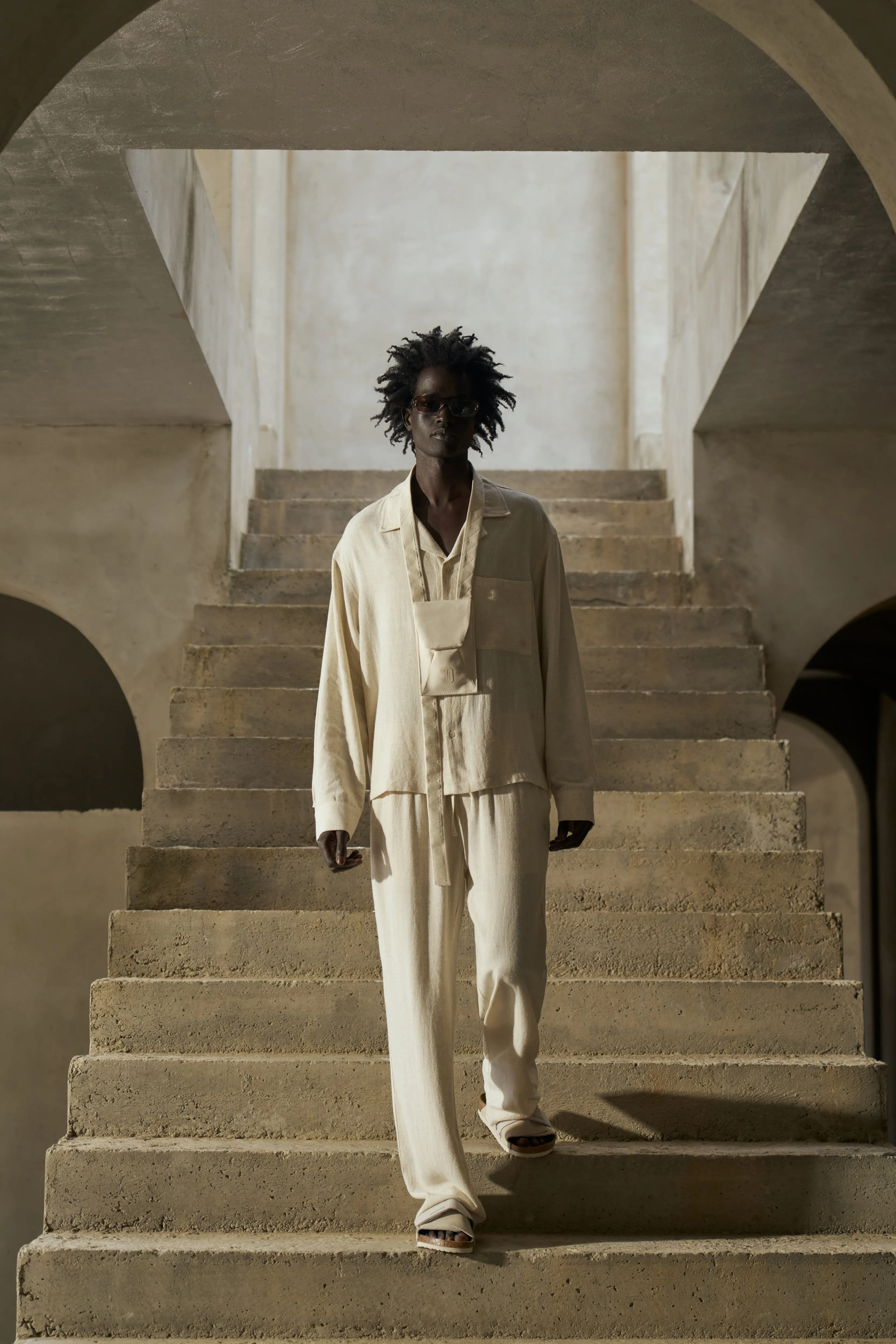 TEXTURED WOVEN TROUSERS - BEIGE sold by The Couture Club product image thumbnail 2