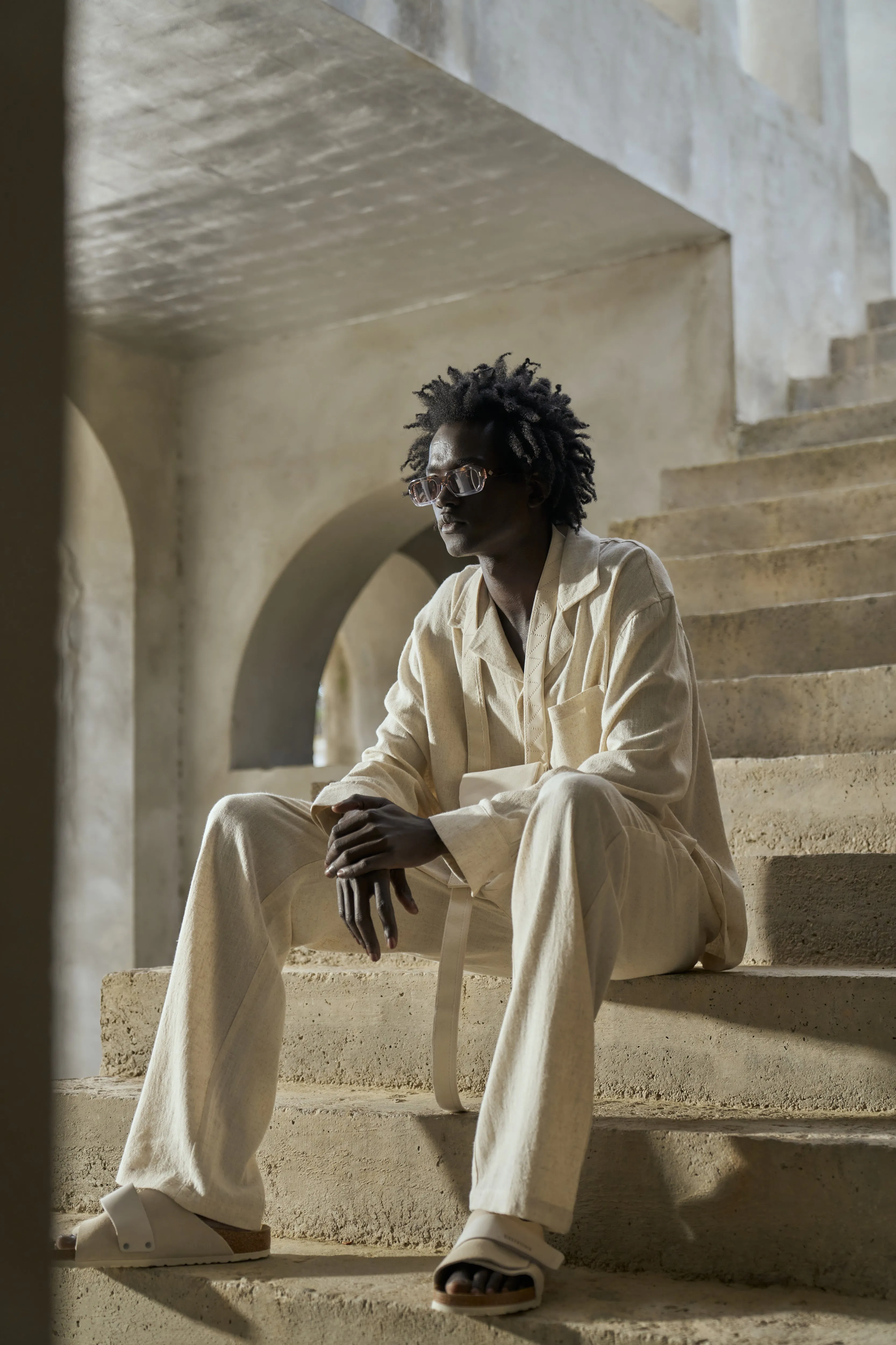 TEXTURED WOVEN TROUSERS - BEIGE sold by The Couture Club product image thumbnail 3