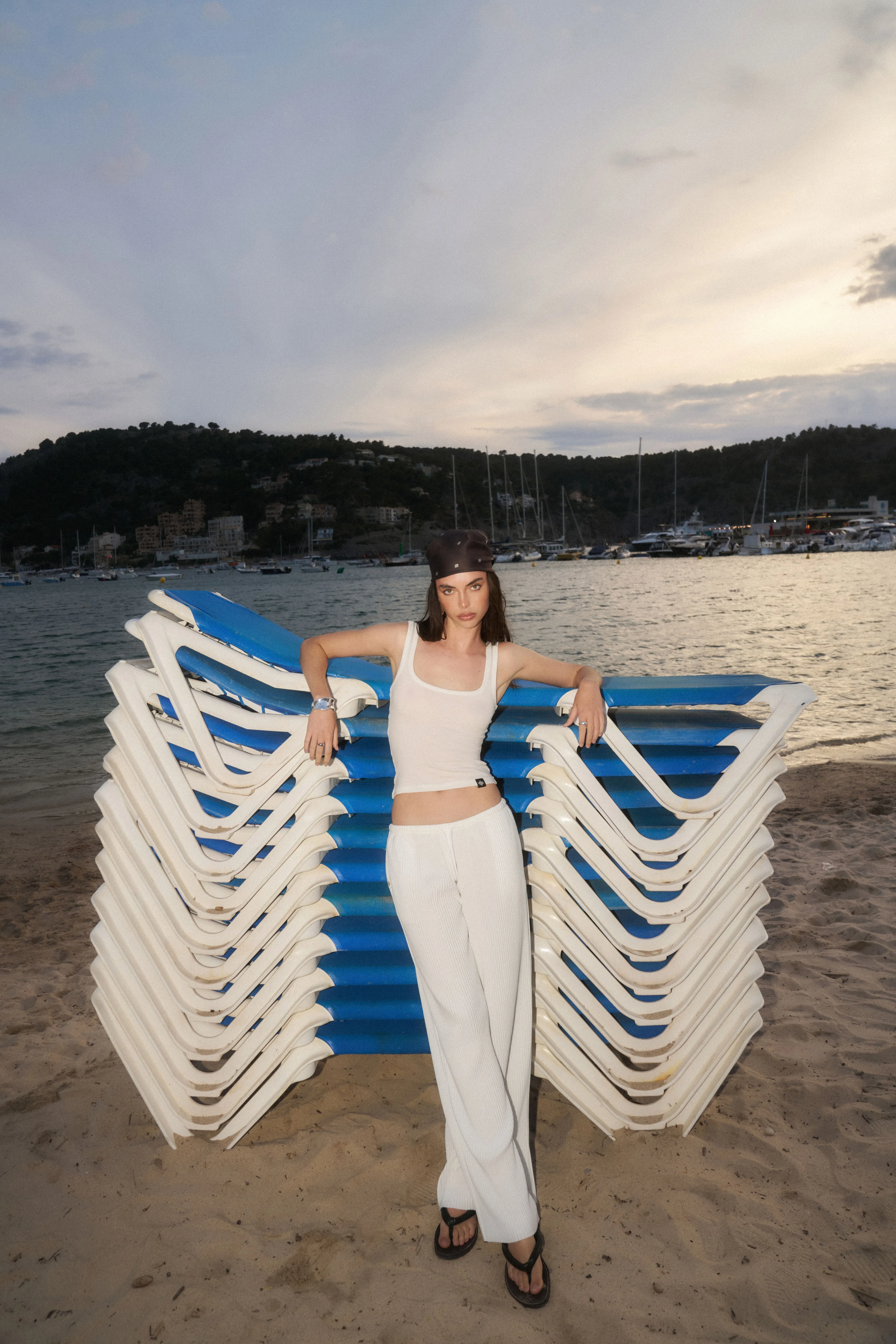 SLUB EMBLEM LABEL VEST TOP - WHITE sold by The Couture Club product image thumbnail 3