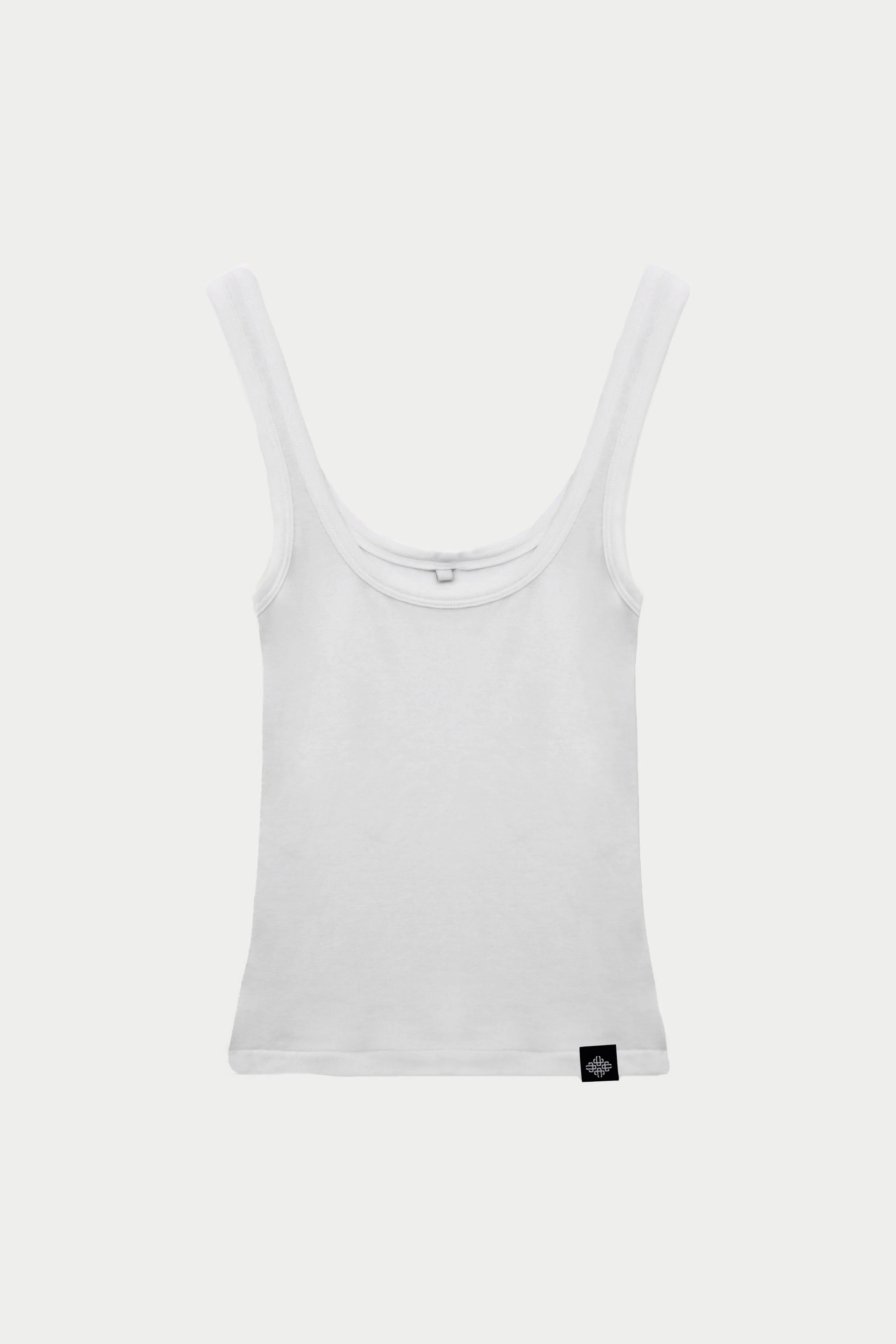 SLUB EMBLEM LABEL VEST TOP - WHITE sold by The Couture Club
