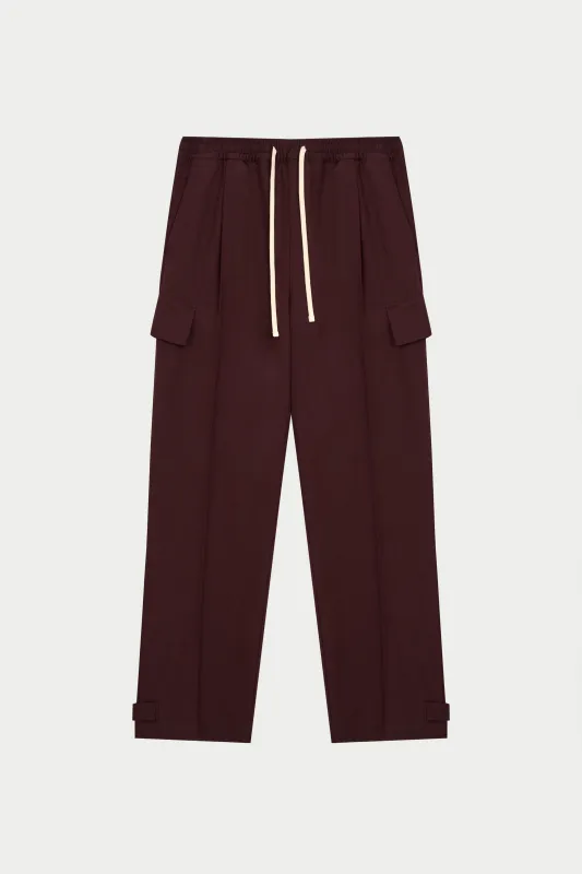 PLEATED WIDE LEG TROUSER - BURGUNDY sold by The Couture Club
