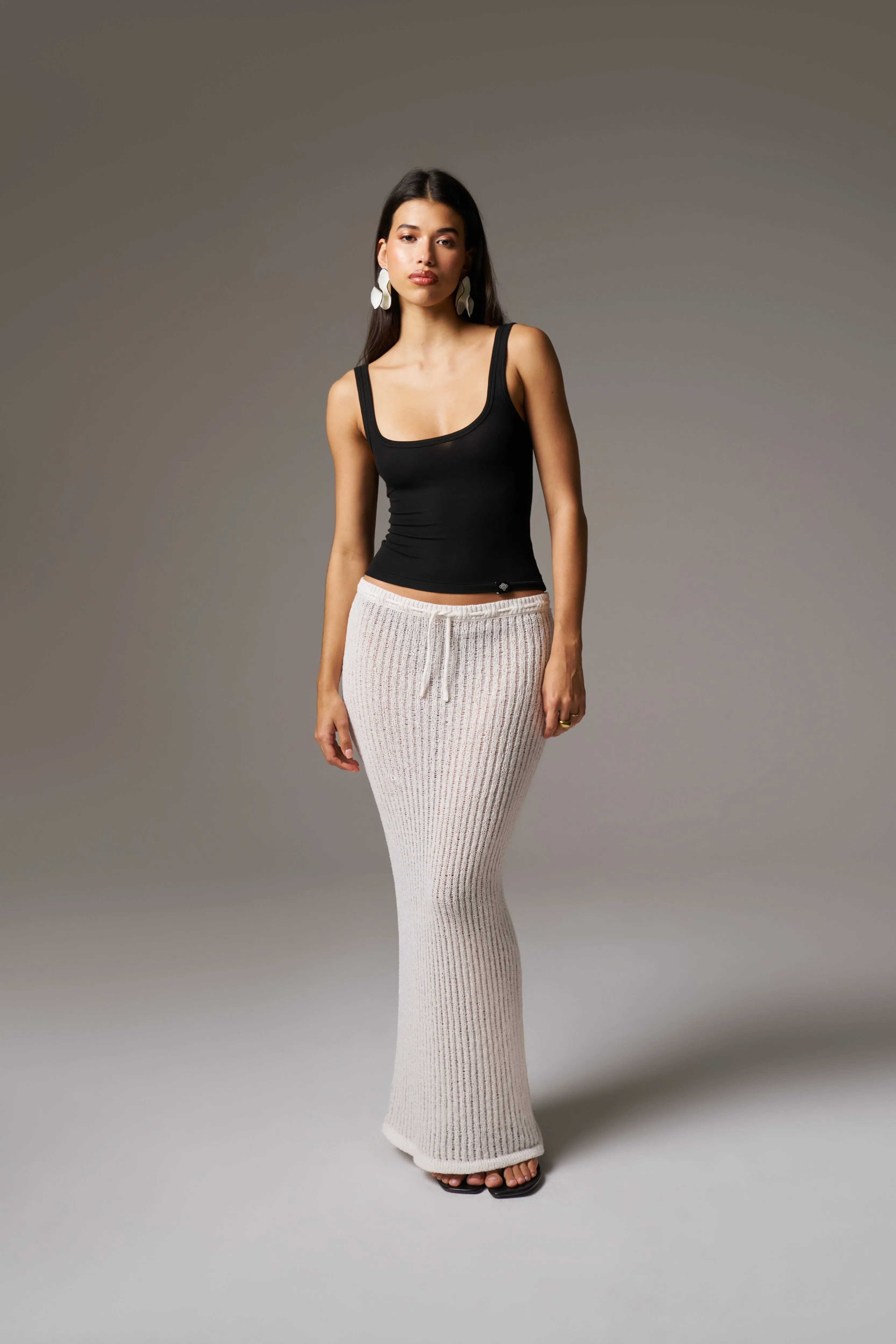 SLUB EMBLEM LABEL VEST TOP - BLACK sold by The Couture Club product image thumbnail 3