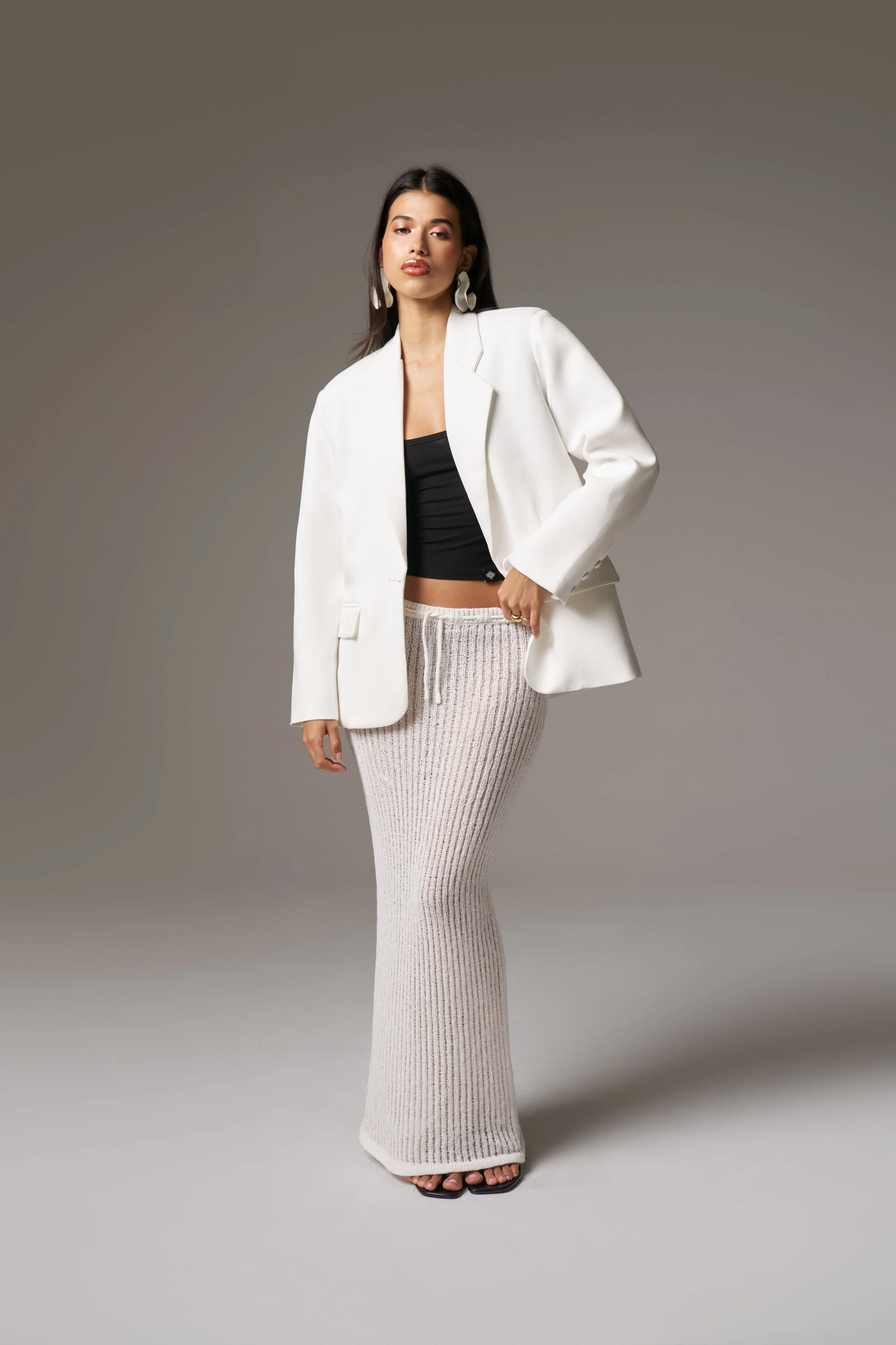 SLUB EMBLEM LABEL VEST TOP - BLACK sold by The Couture Club product image thumbnail 4