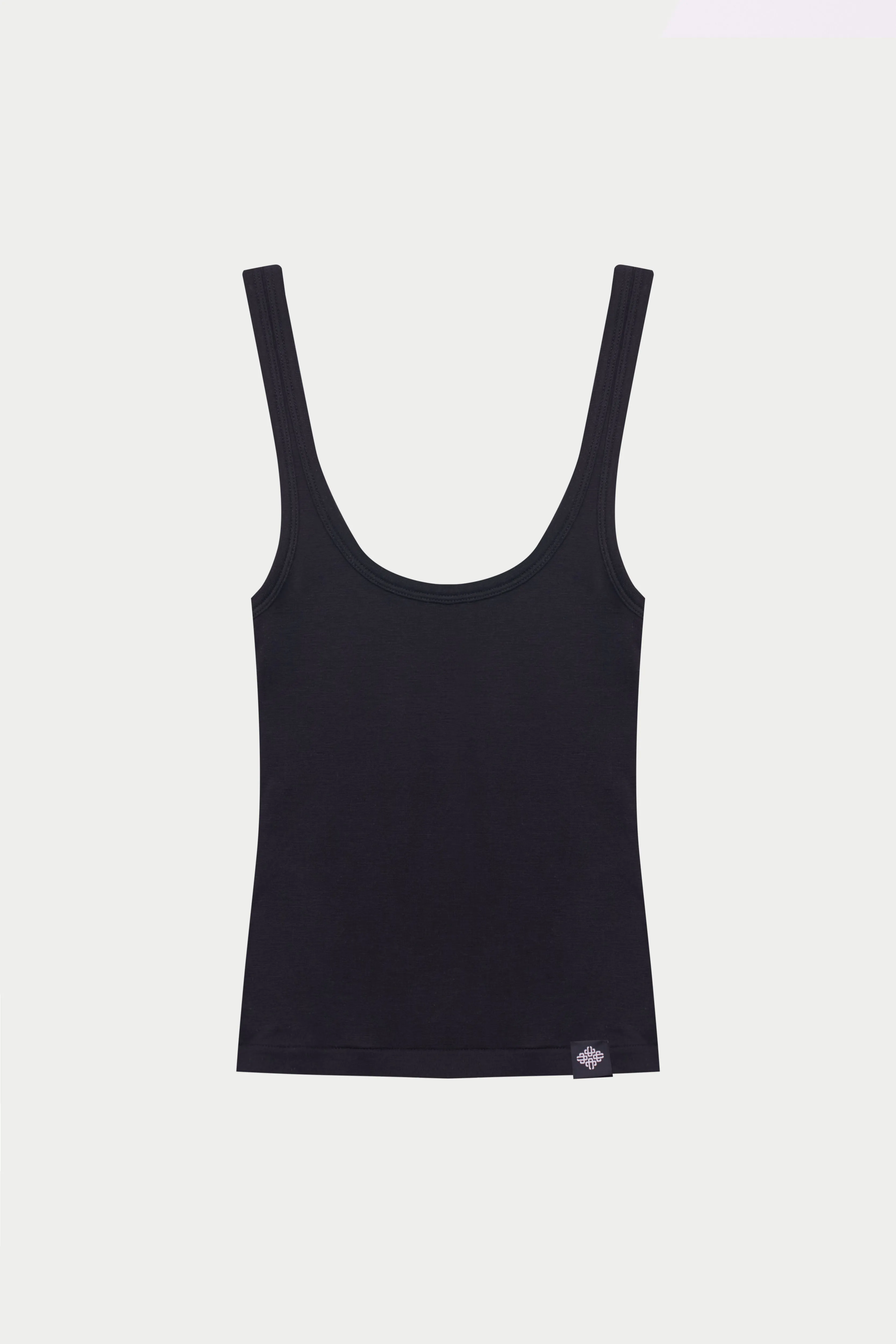 SLUB EMBLEM LABEL VEST TOP - BLACK sold by The Couture Club