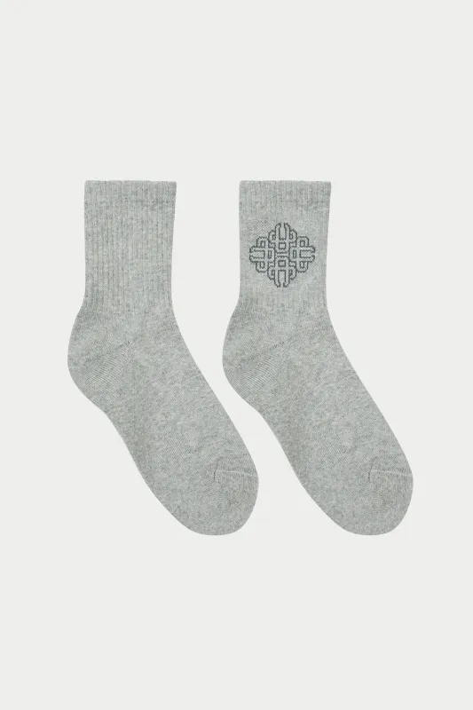 EMBLEM OUTLINE SOCKS - GREY MARL sold by The Couture Club