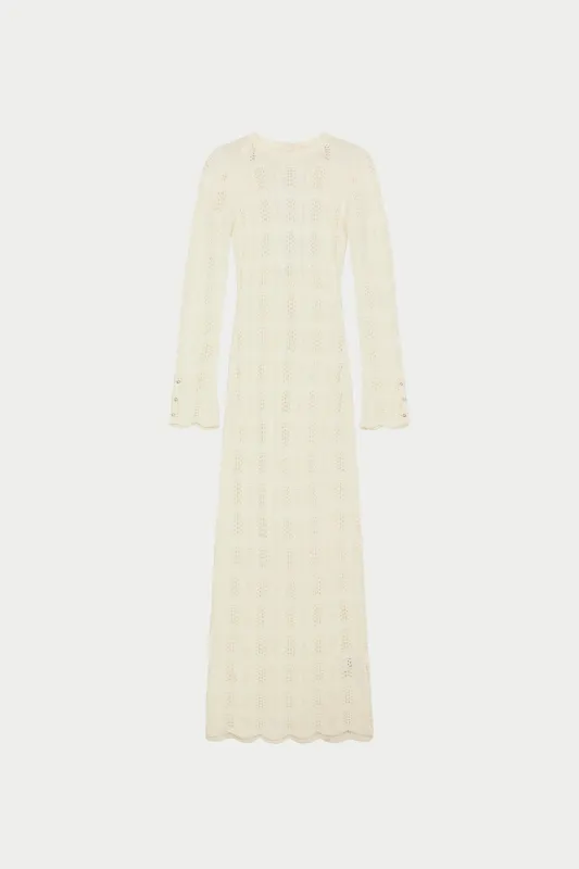 SCALLOP EDGE KNITTED MAXI DRESS - OFF WHITE made by The Couture Club